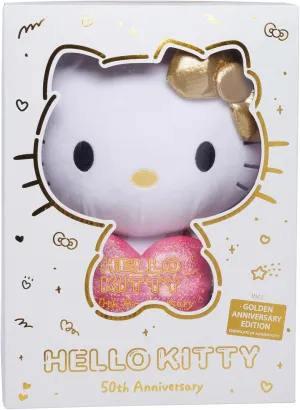 Hello Kitty 50th Anniversary Plush Figure - Golden Edition Collectible for Ages 3 