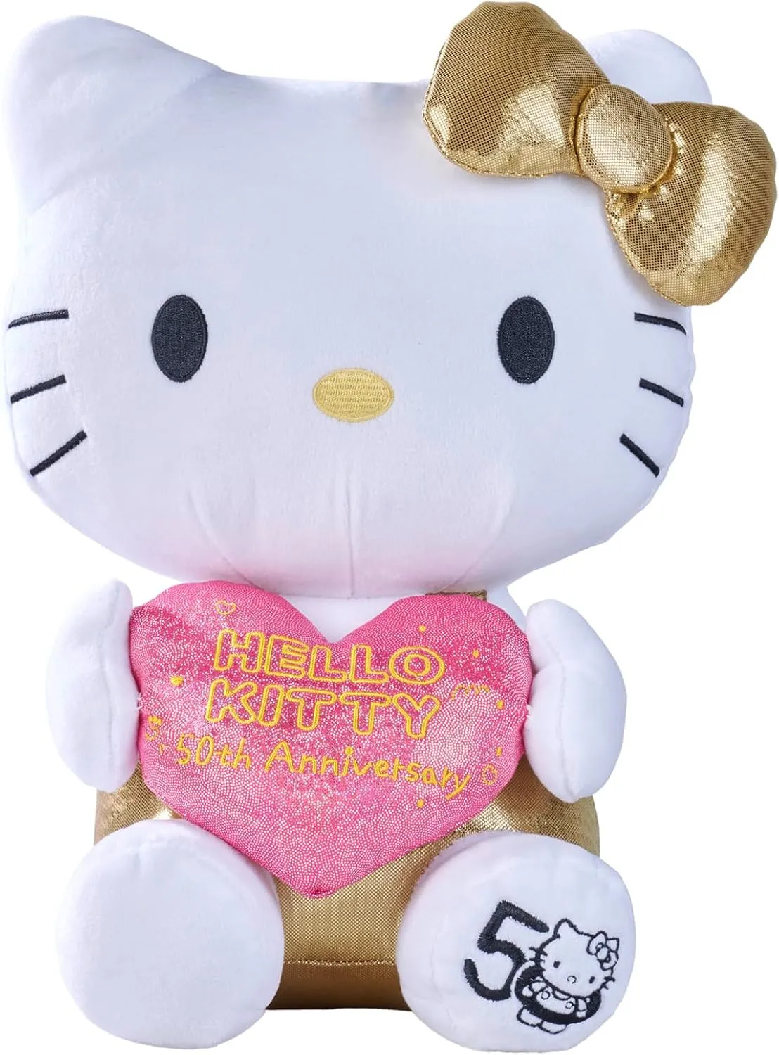 Hello Kitty 50th Anniversary Plush Figure - Golden Edition Collectible for Ages 3 