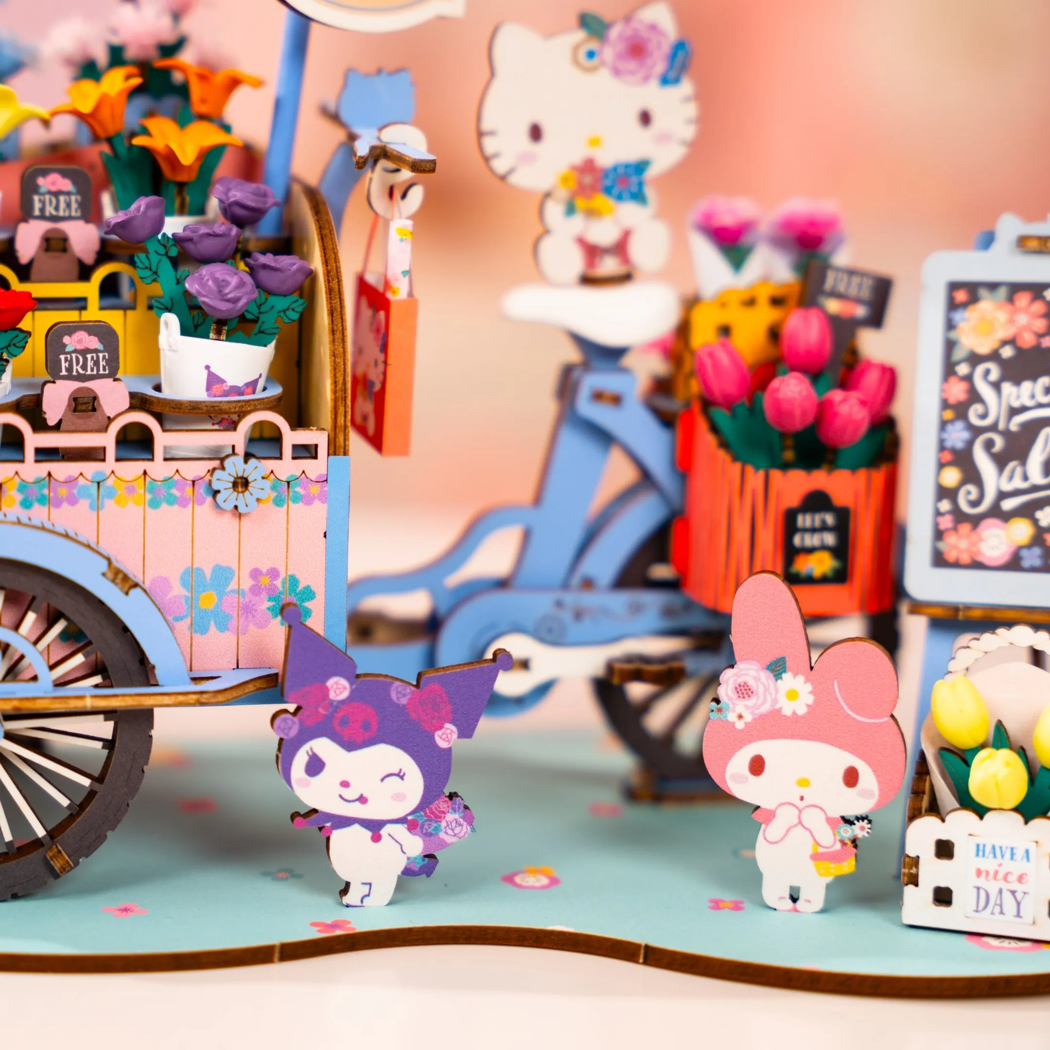 Hello Kitty and Friends Flower Cart 3D Wooden Puzzle SANRIO