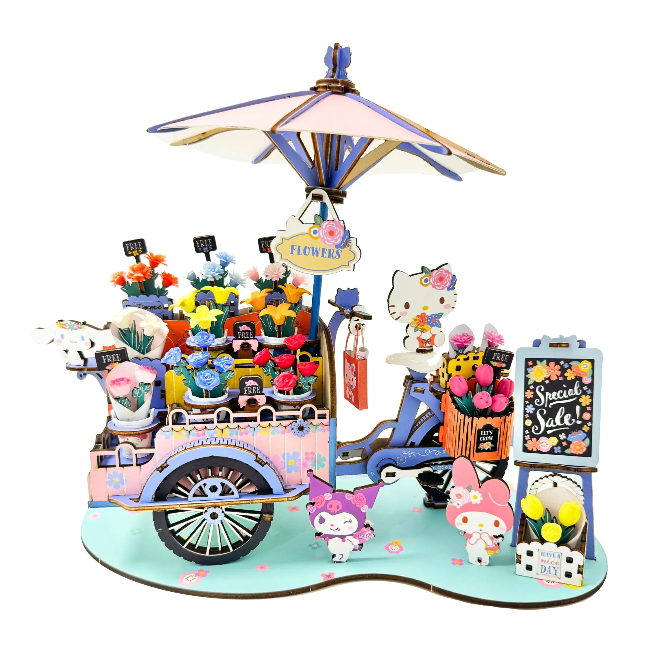 Hello Kitty and Friends Flower Cart 3D Wooden Puzzle SANRIO