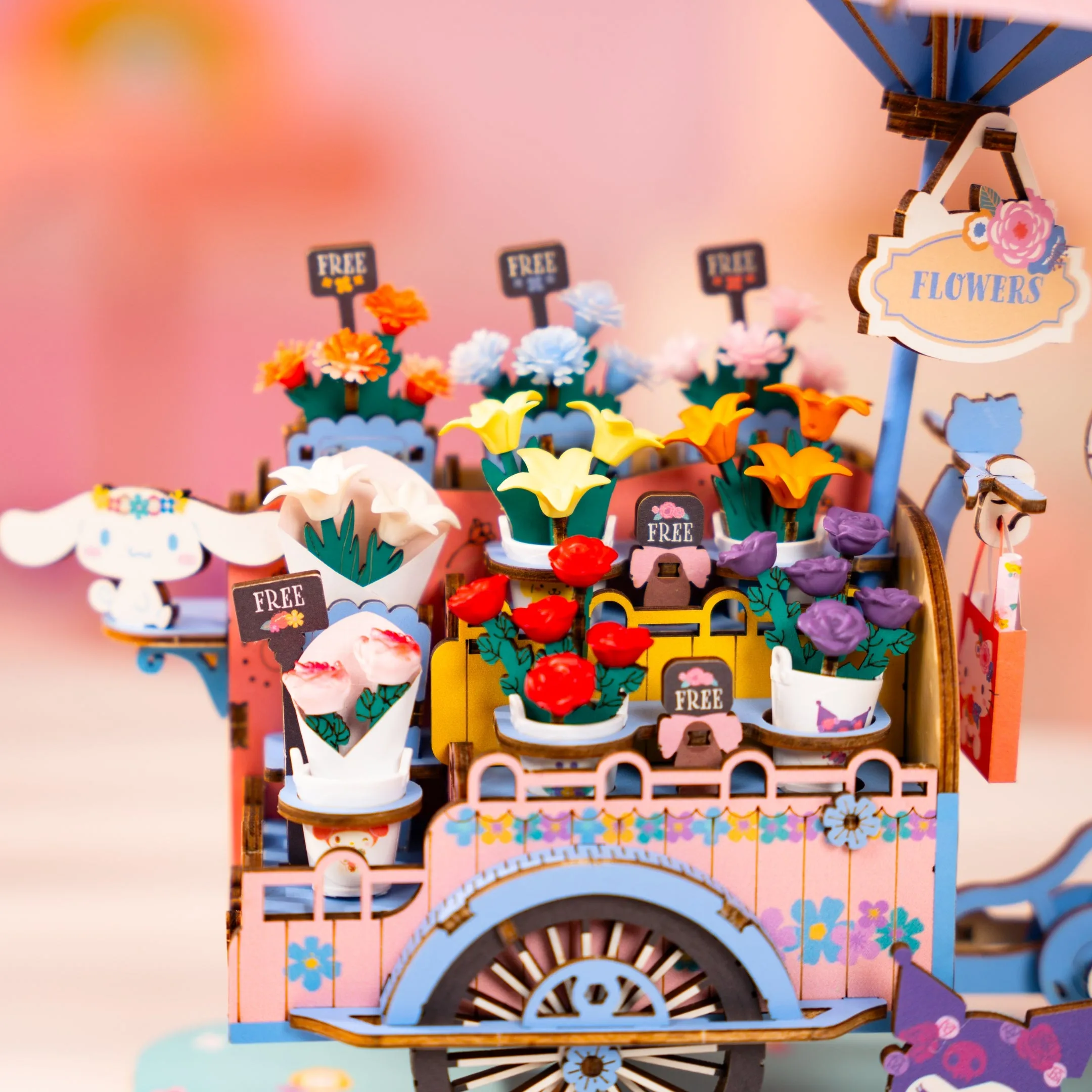Hello Kitty and Friends Flower Cart 3D Wooden Puzzle SANRIO