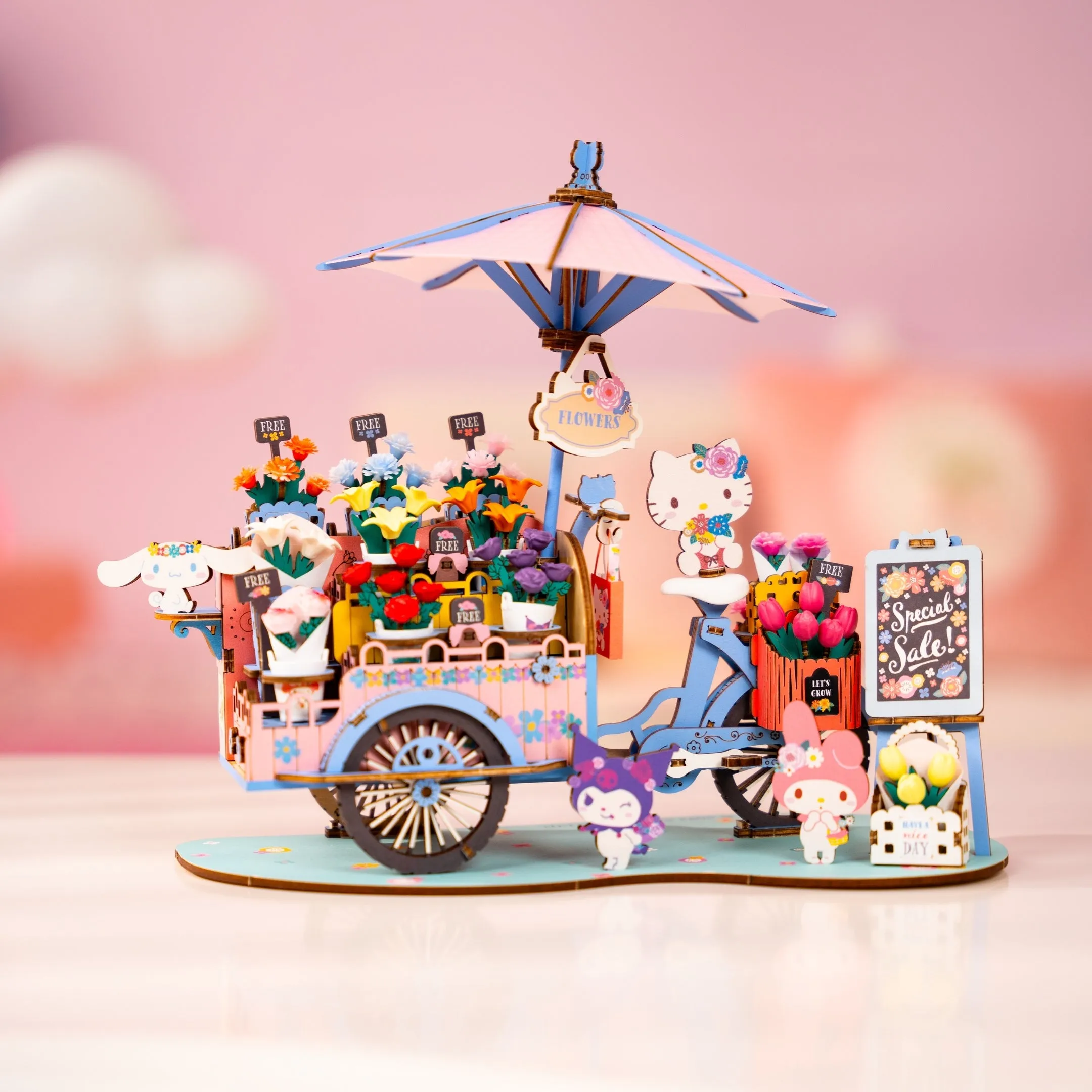 Hello Kitty and Friends Flower Cart 3D Wooden Puzzle SANRIO