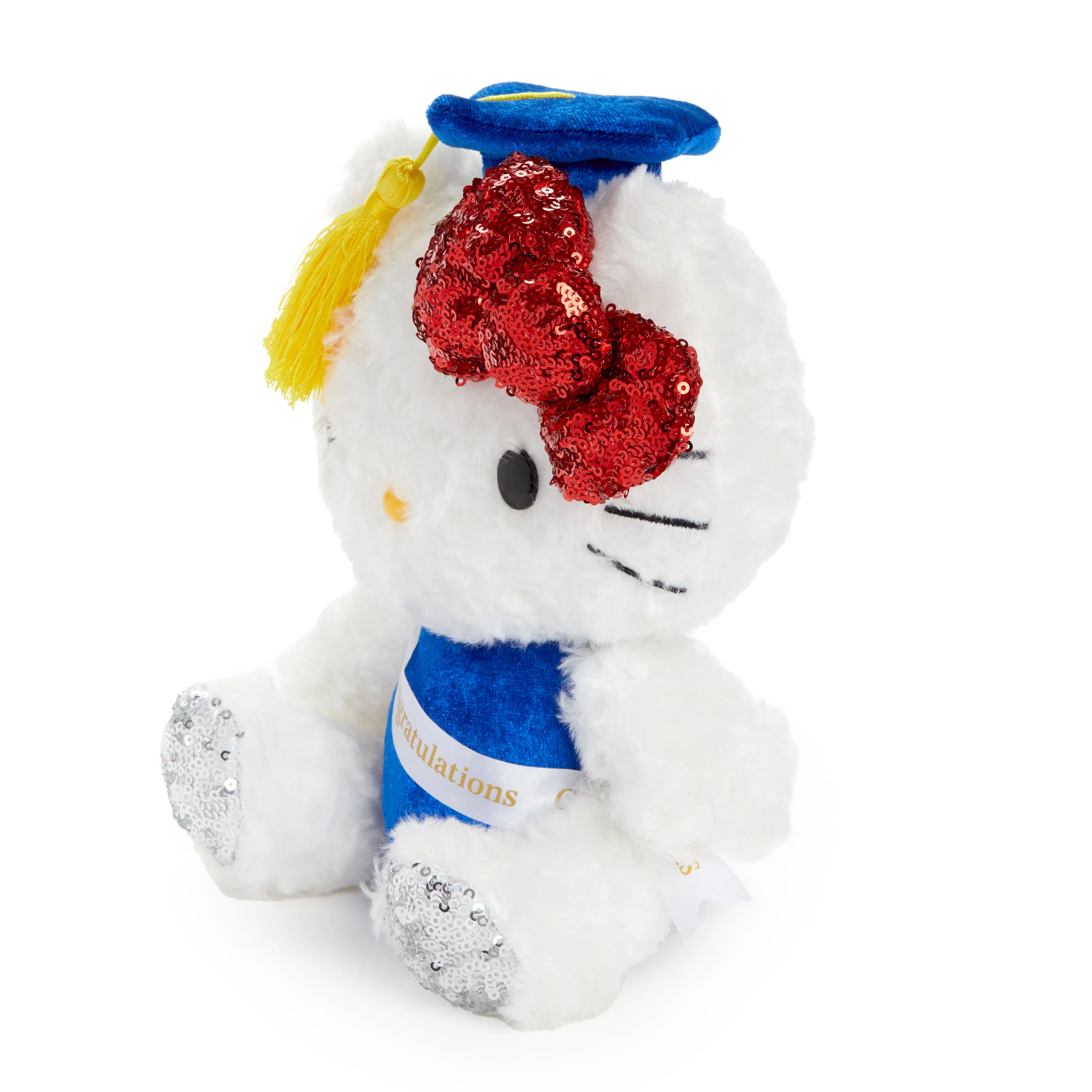 Hello Kitty Graduation Sequin Mascot Plush (White) SANRIO