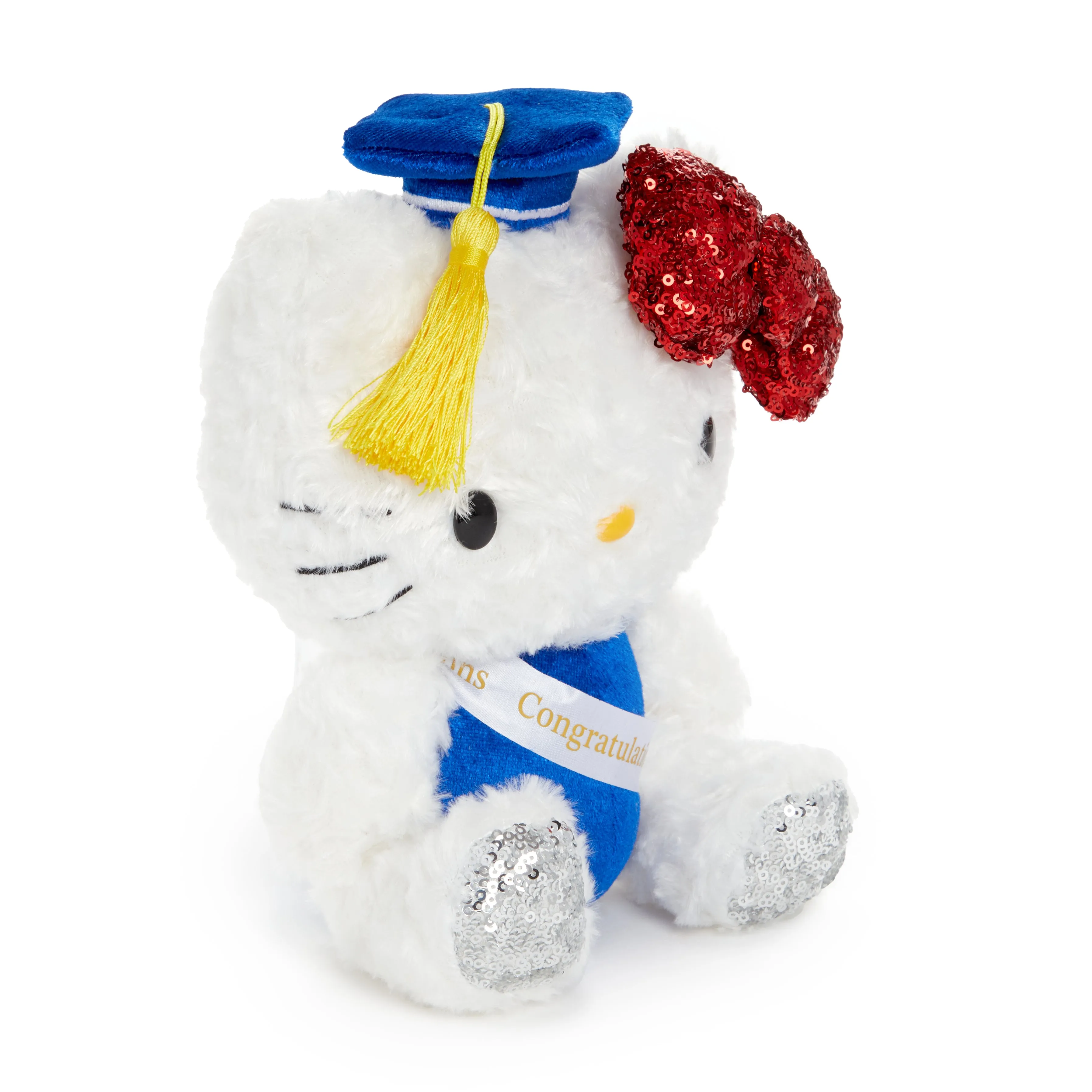 Hello Kitty Graduation Sequin Mascot Plush (White) SANRIO