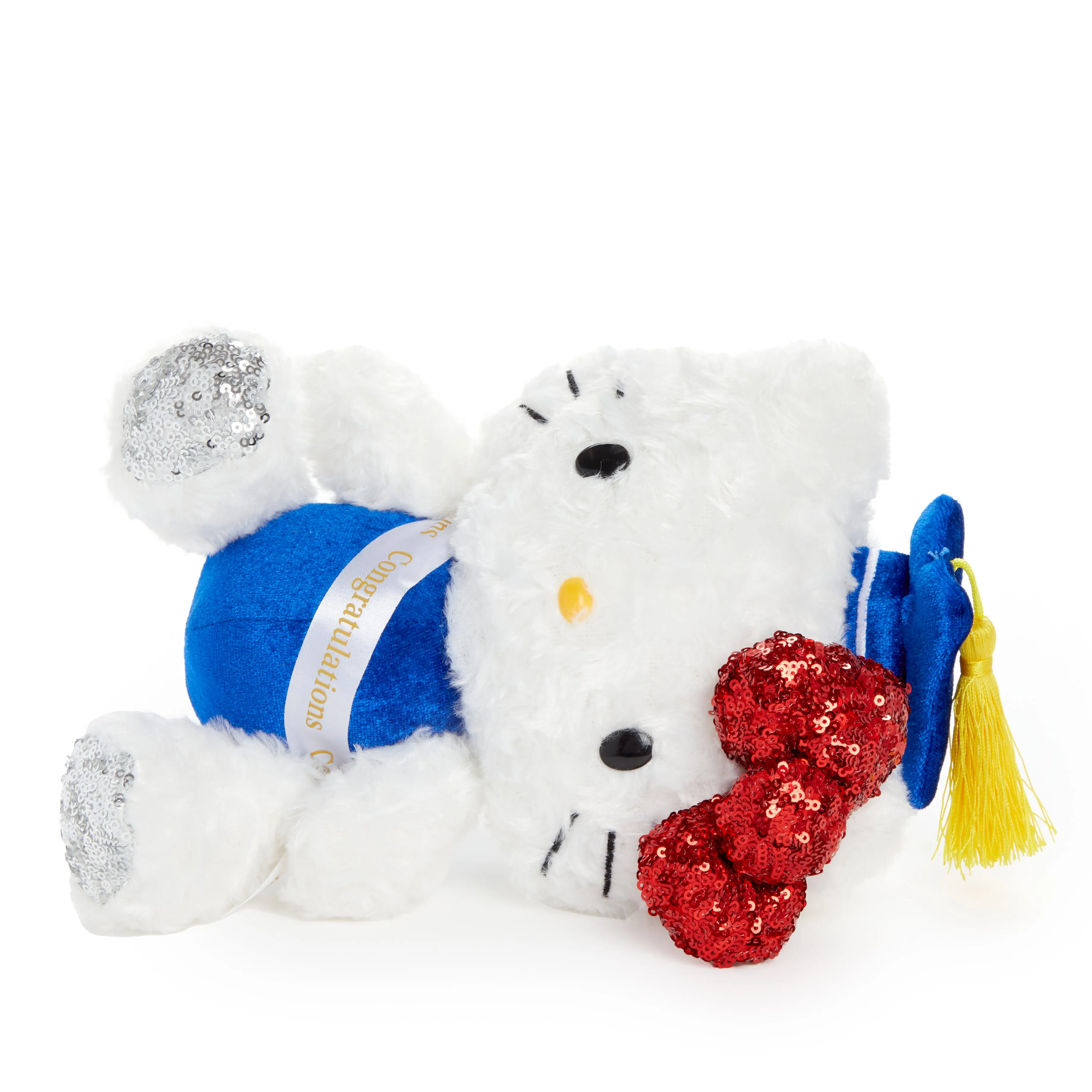 Hello Kitty Graduation Sequin Mascot Plush (White) SANRIO
