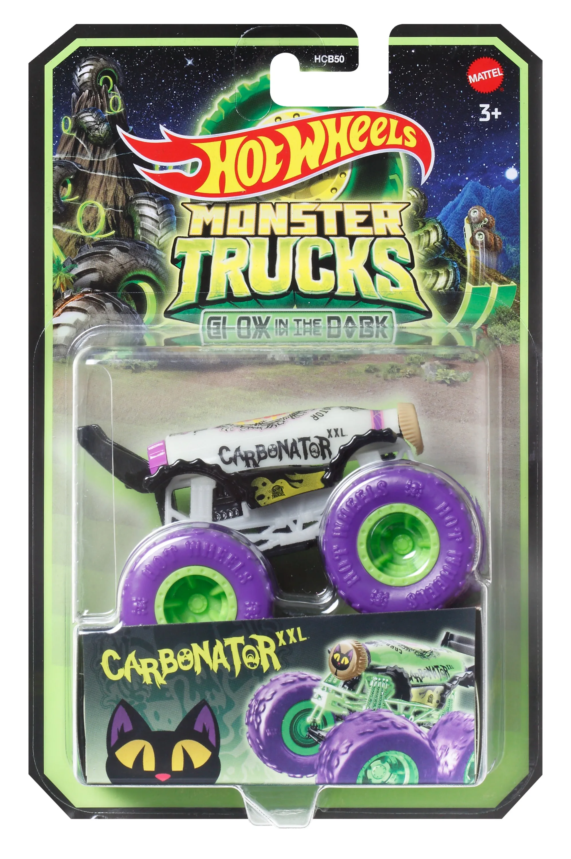 Hot Wheels 1:64 Glow In The Dark Monster Trucks Carbonator Xxl