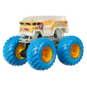 Hot Wheels 1:64 Glow In The Dark Monster Trucks Podium Crasher Orange With Blue Wheels