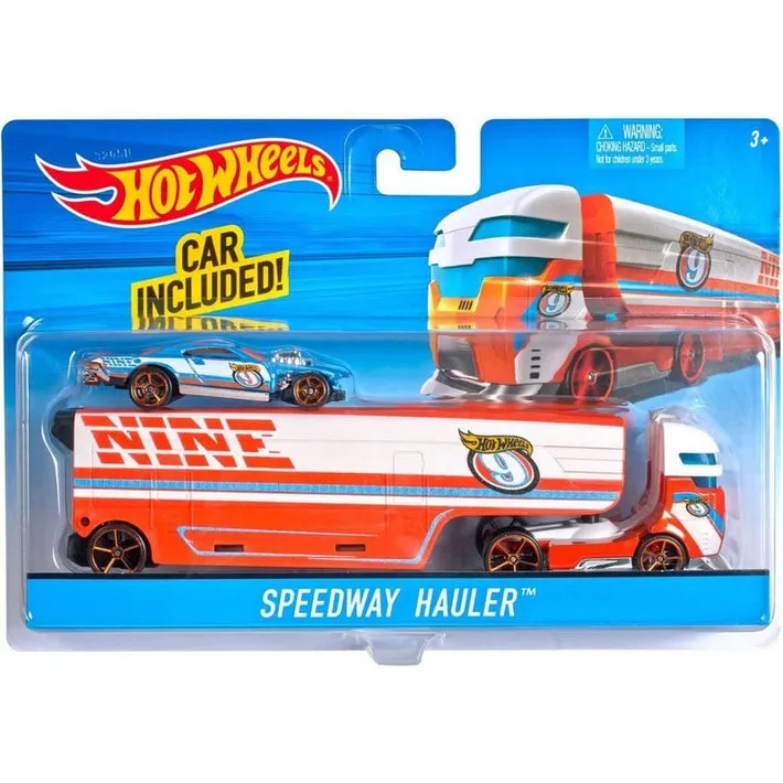 Hot Wheels Transport Rig Super Rigs Speedway Hauler Orange/White