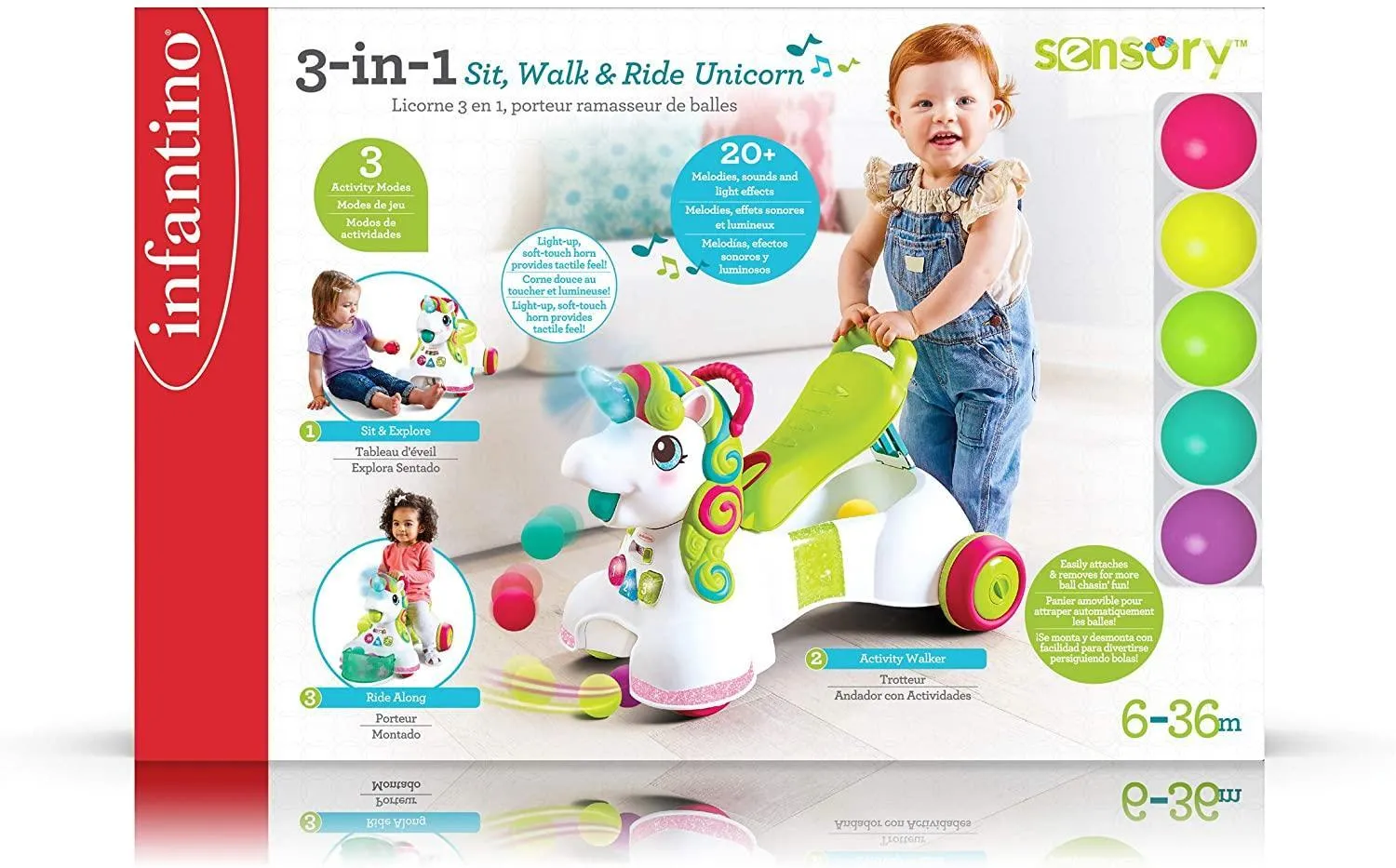 Infantino 3-in-1 Sit, Walk & Ride Interactive Unicorn