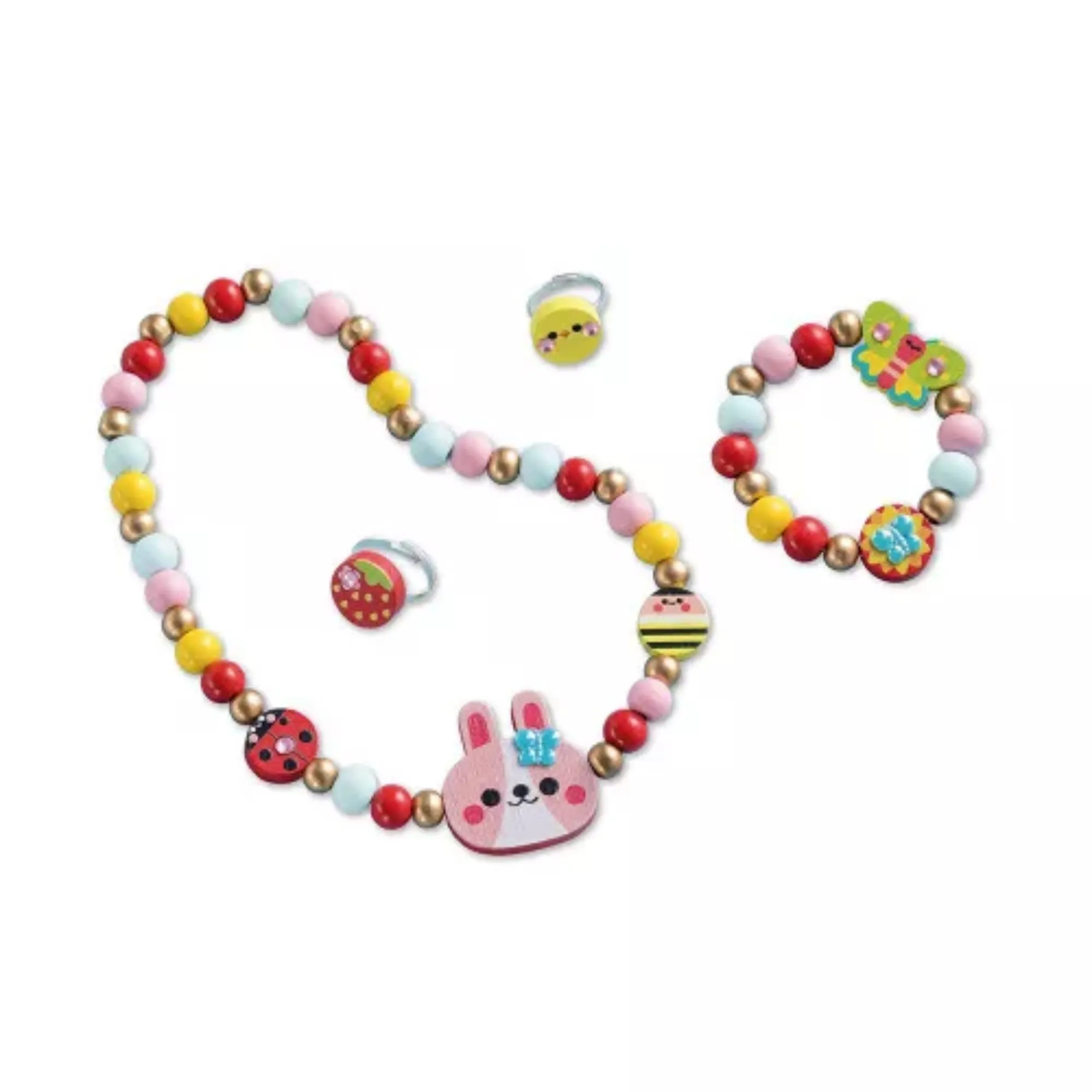 Janod 4 Pieces of Wooden Jewellery  Flower Garden