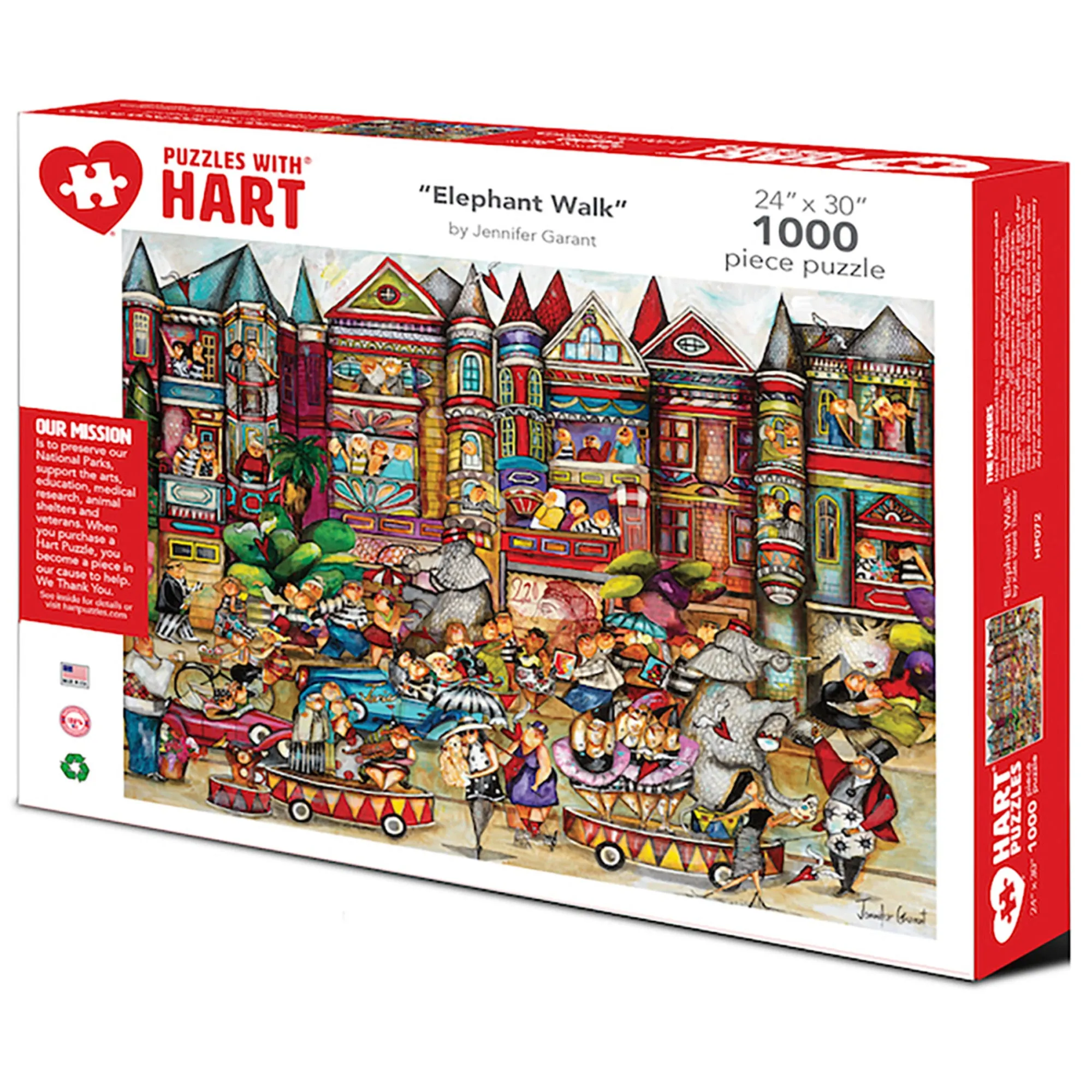 Jennifer Garant Elephant Walk Carnival-Themed Jigsaw Puzzle - 1000 pc
