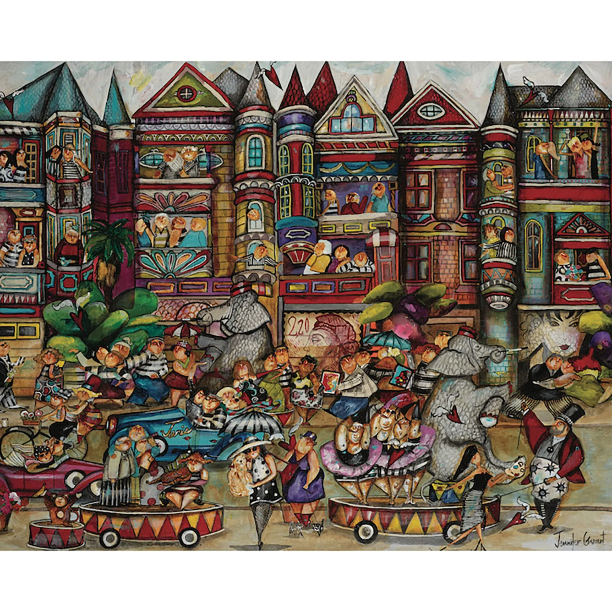 Jennifer Garant Elephant Walk Carnival-Themed Jigsaw Puzzle - 1000 pc