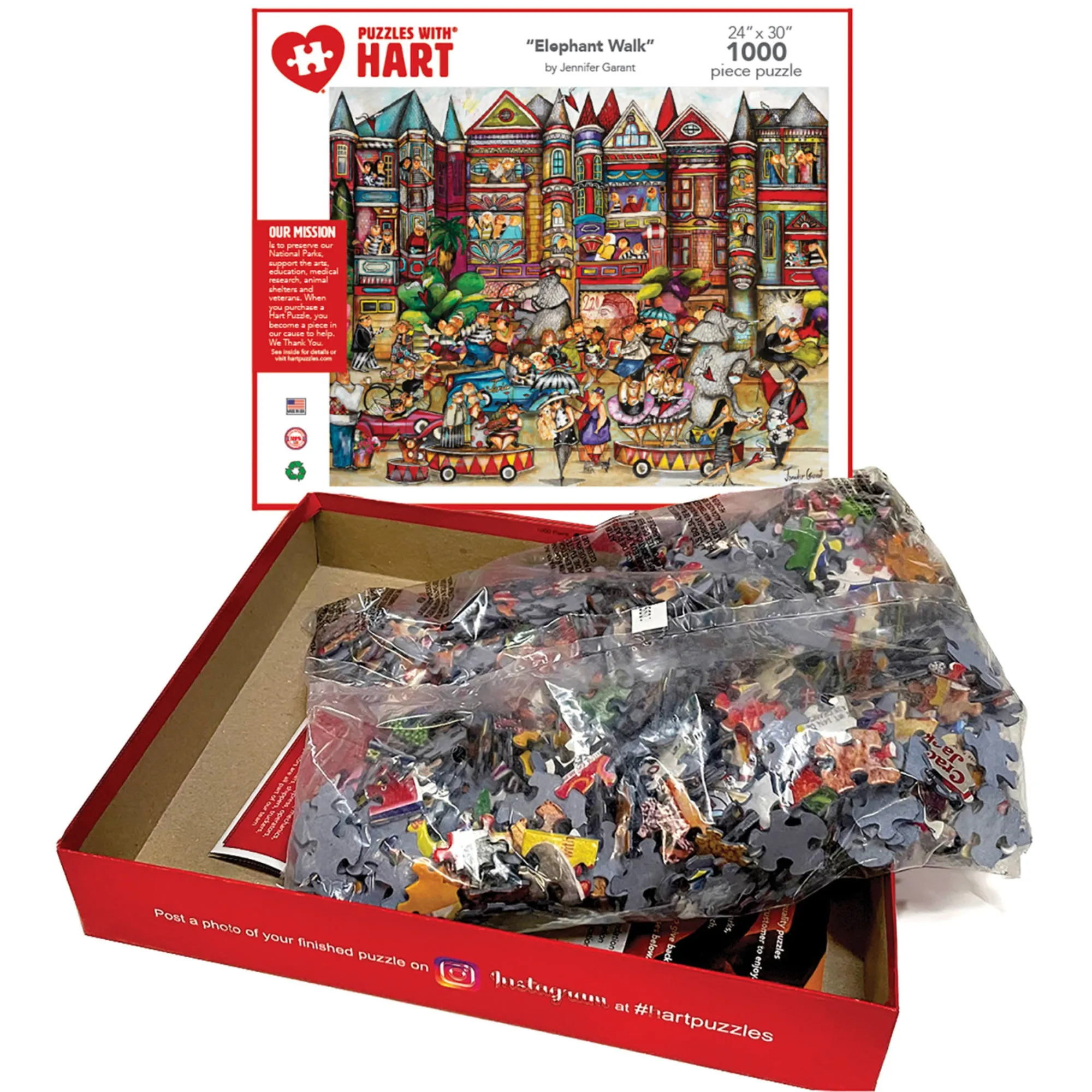 Jennifer Garant Elephant Walk Carnival-Themed Jigsaw Puzzle - 1000 pc