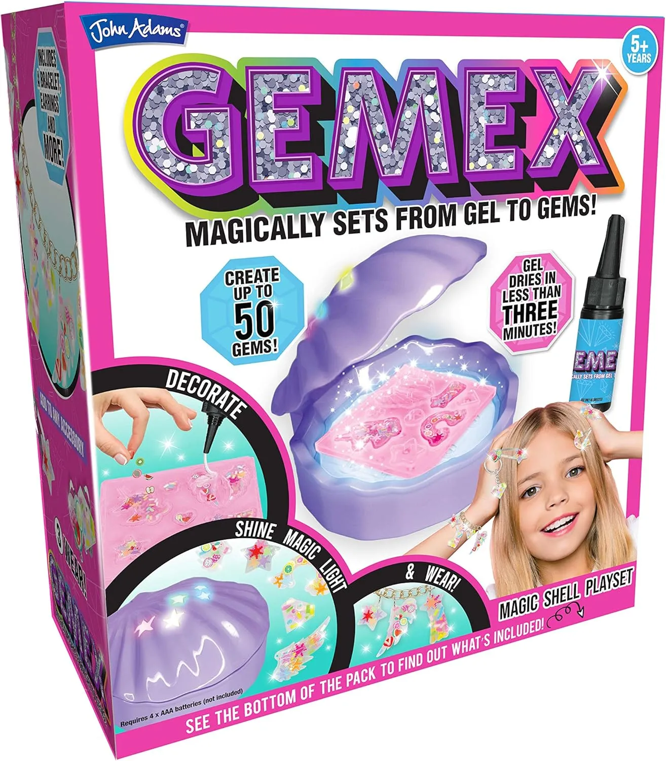 John Adams 577 10850 EA Gemex Shell Playset, Red - Creative Arts and Crafts Kit for Making 50 Gems, Includes Moulds and Accessories for Jewelry Making