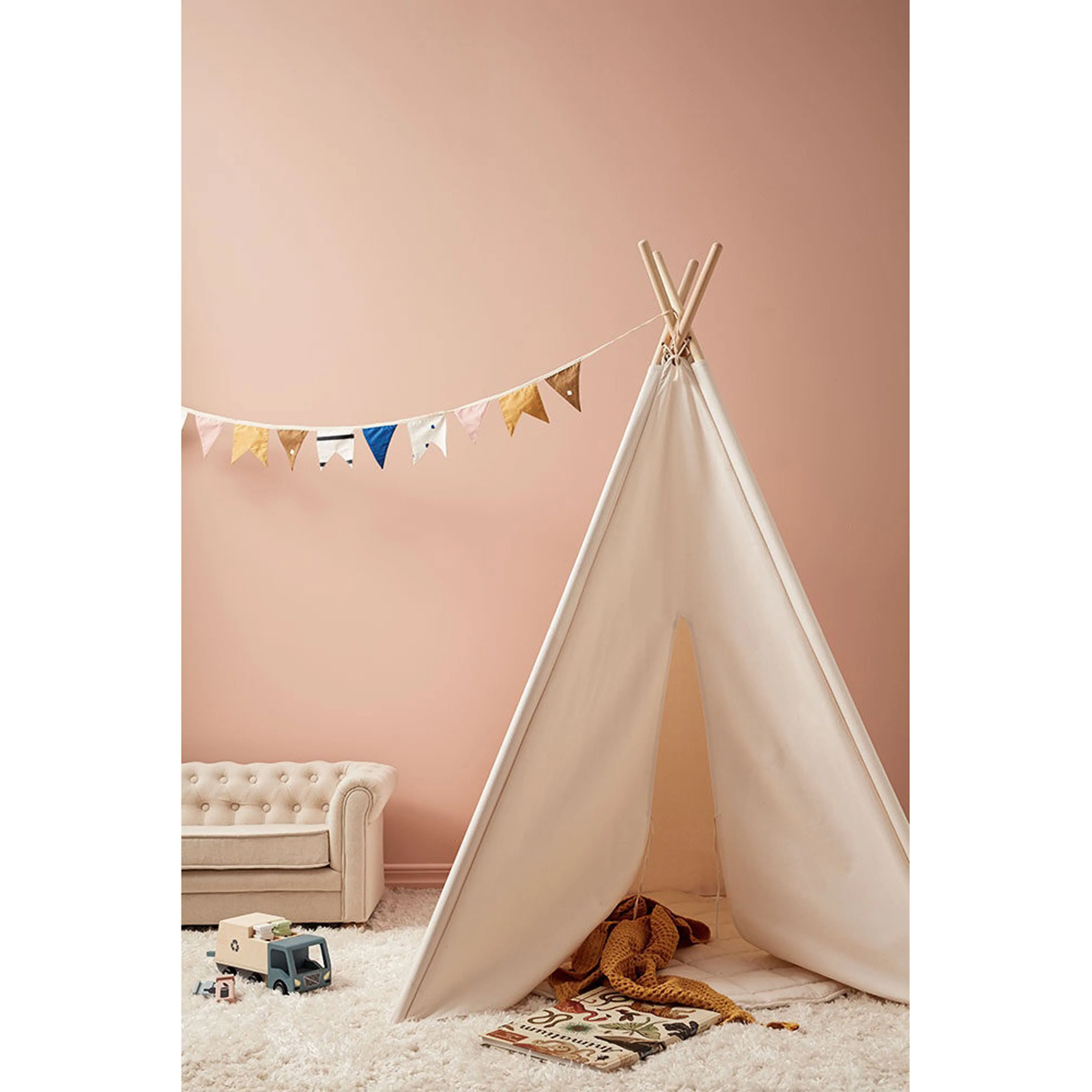 Kid's Concept Tipi Tent Off White 110x110x160cm