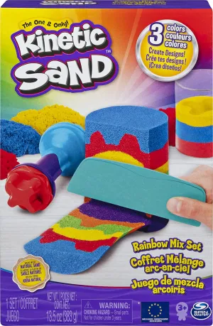 Kinetic Sand Rainbow Mix Set with 3 Colours of Kinetic Sand (382g)