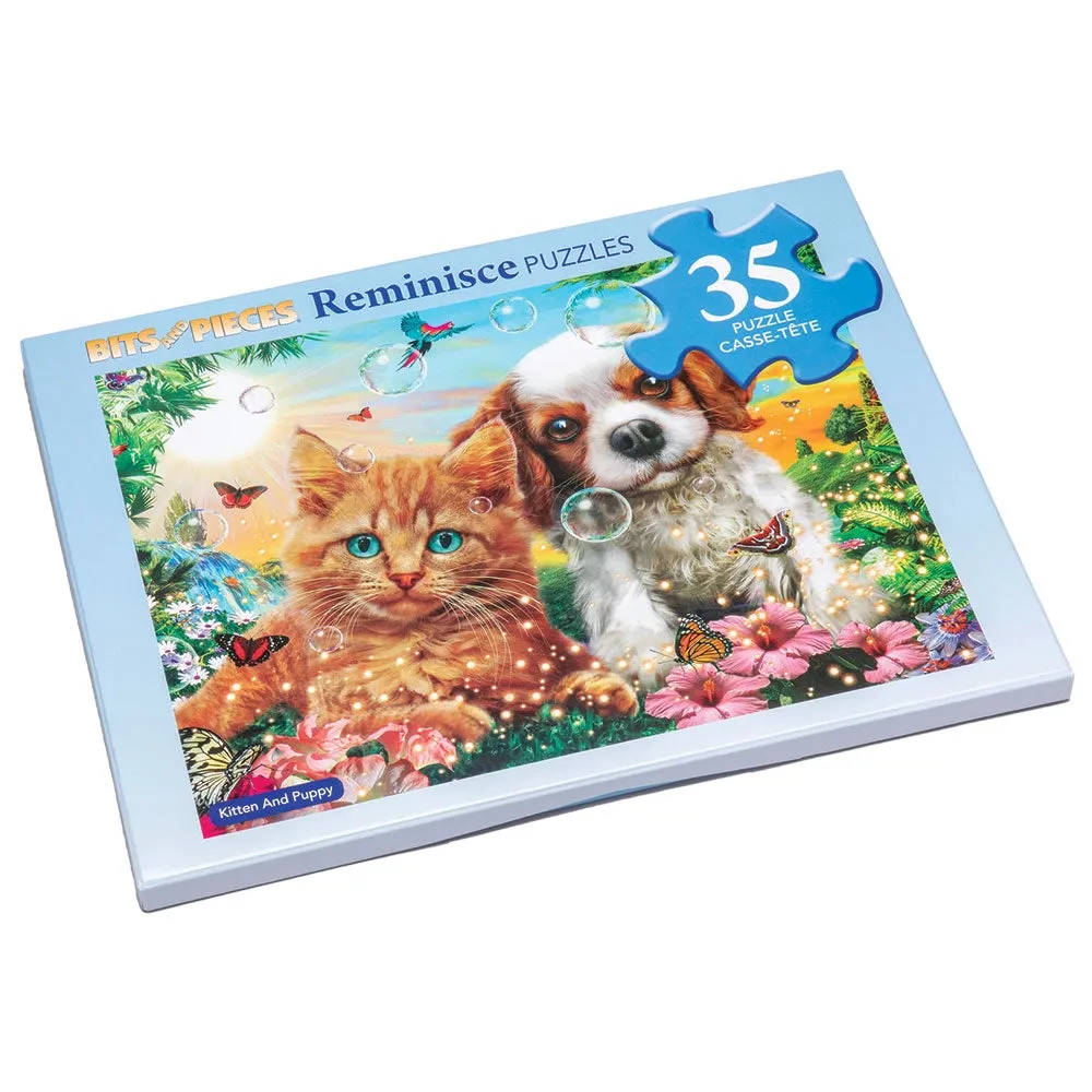 Kitten and Puppy Extra Large Piece Reminisce Jigsaw Puzzle Bits and Pieces