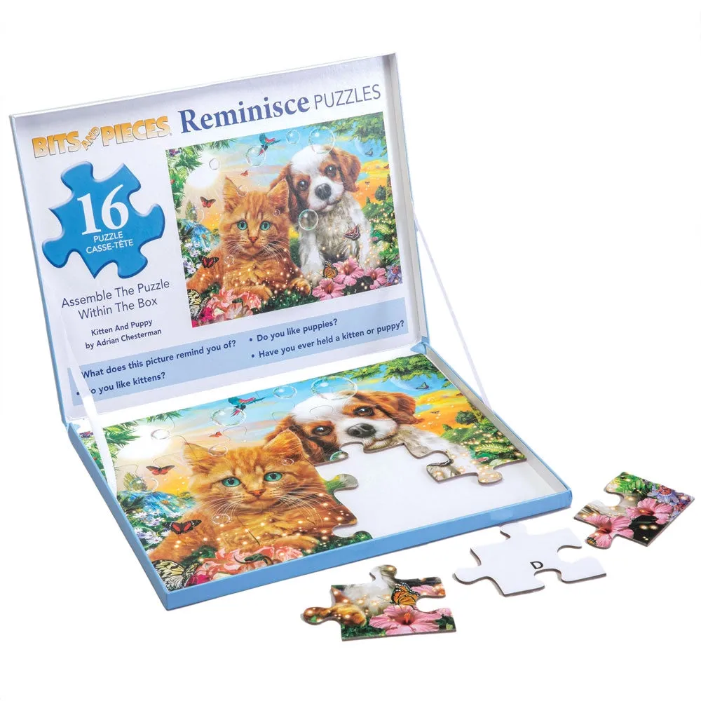 Kitten and Puppy Extra Large Piece Reminisce Jigsaw Puzzle Bits and Pieces