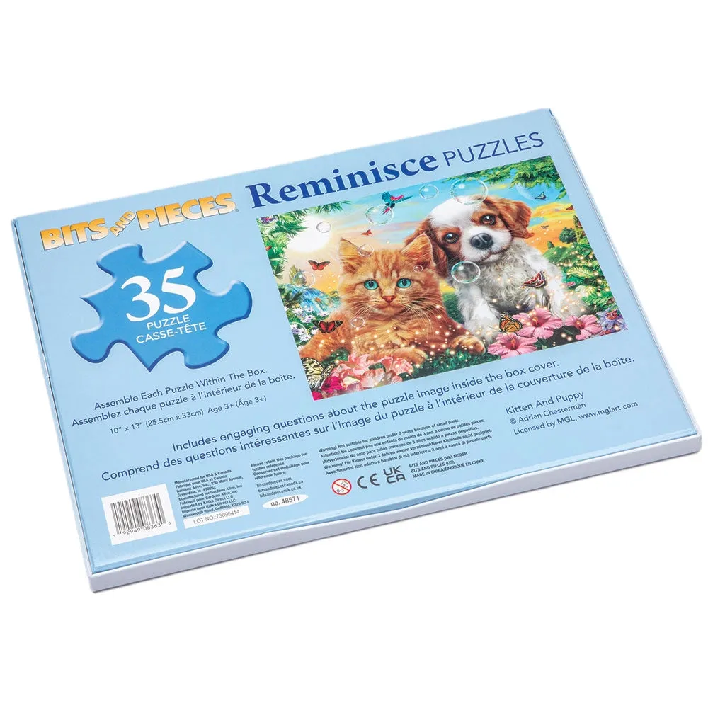 Kitten and Puppy Extra Large Piece Reminisce Jigsaw Puzzle Bits and Pieces