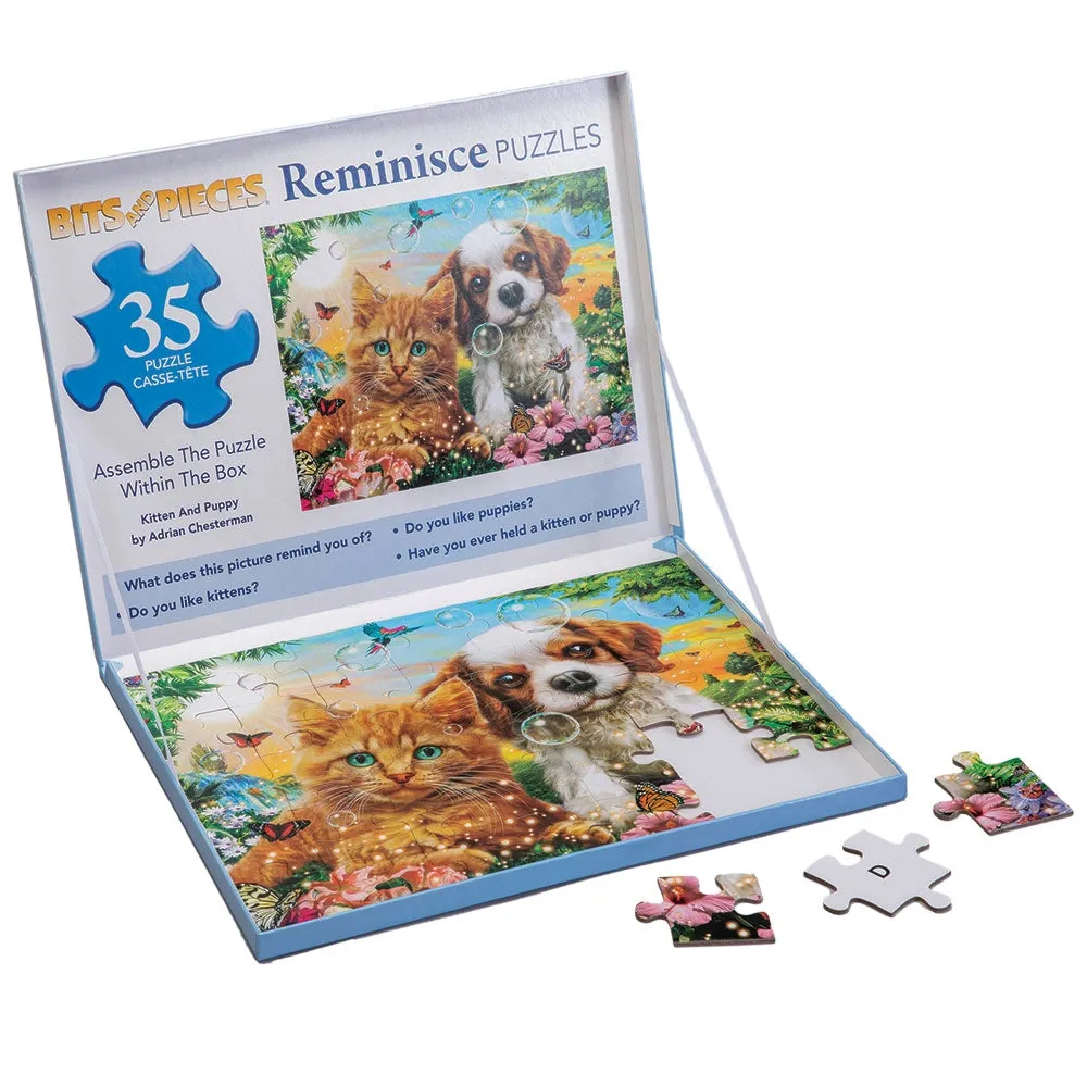 Kitten and Puppy Extra Large Piece Reminisce Jigsaw Puzzle Bits and Pieces
