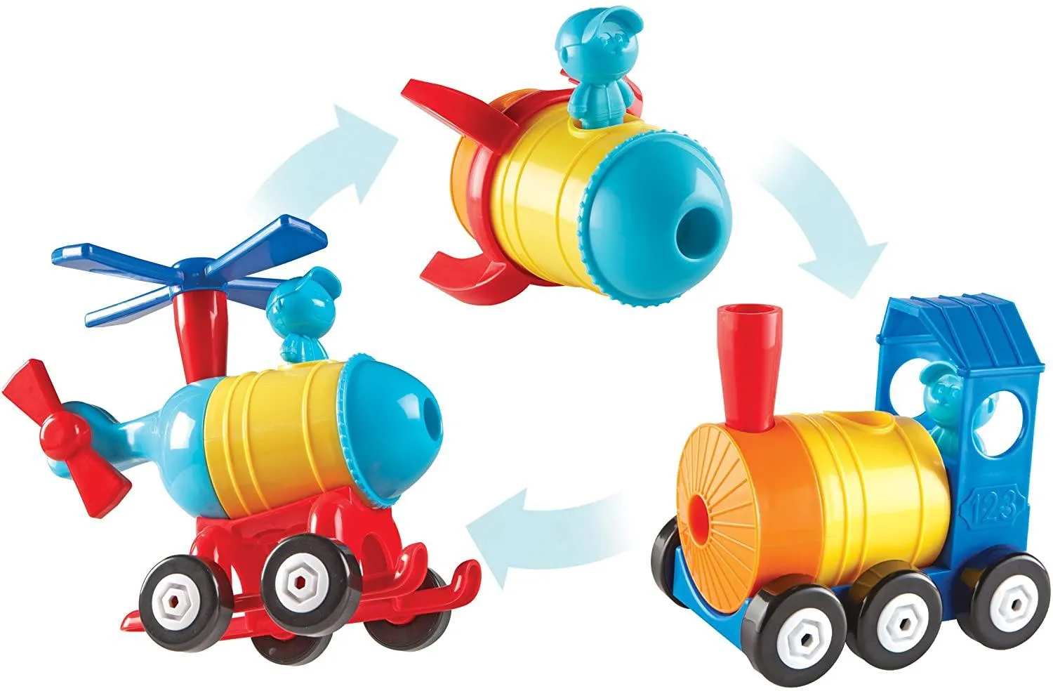 Learning Resources 1-2-3 Build It Rocket Train Helicopter