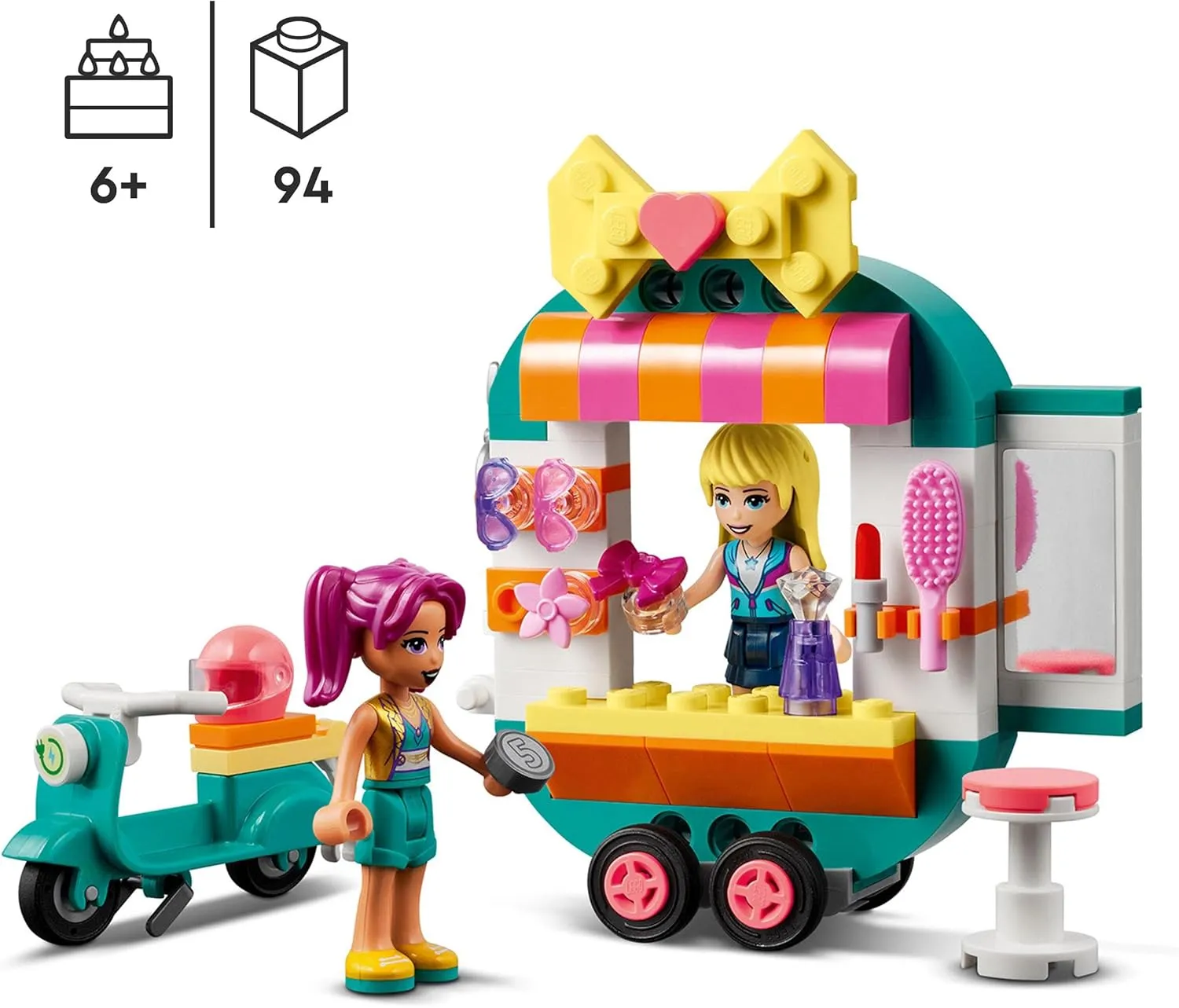 LEGO 41719 Friends Mobile Fashion Boutique Shop and Hair Salon Playset, Creative Building Toy for Kids Ages 6 