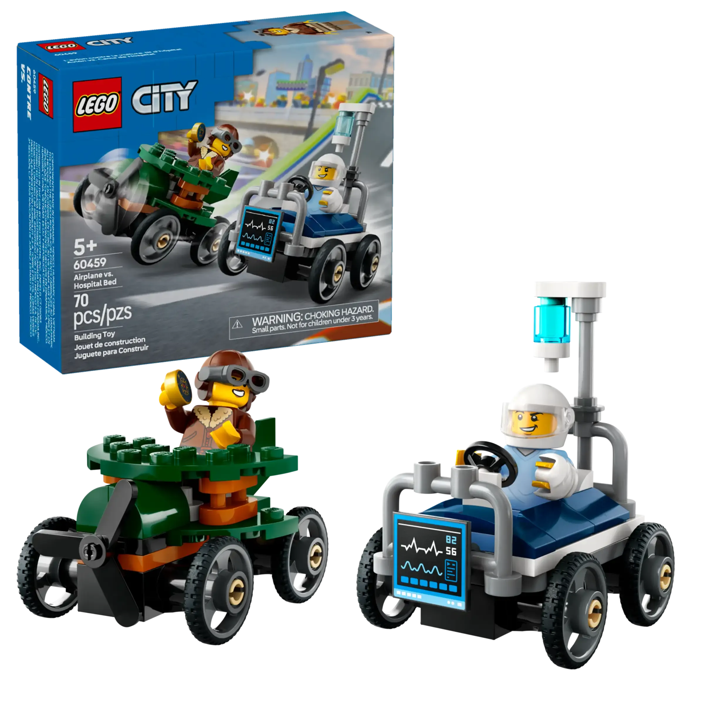 LEGO CITY 60459 Aeroplane vs. Hospital Bed Race Car Pack