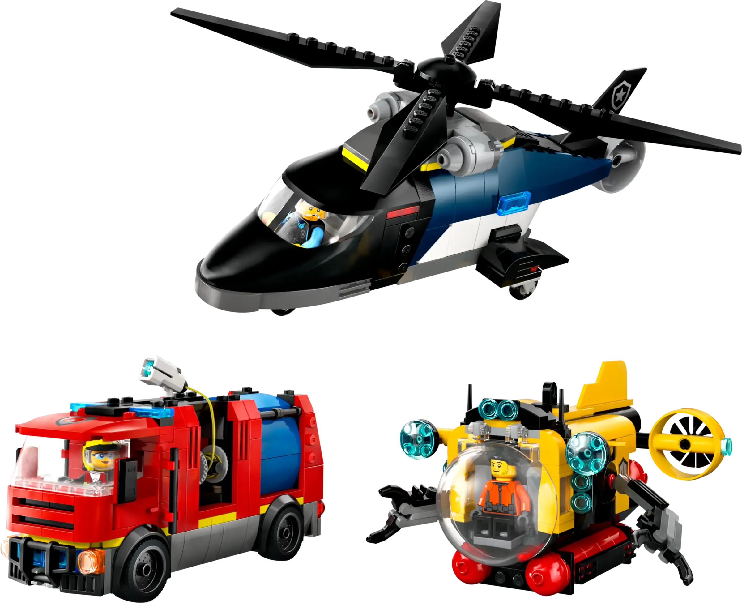 LEGO CITY 60462 Helicopter, Fire Truck & Submarine Remix