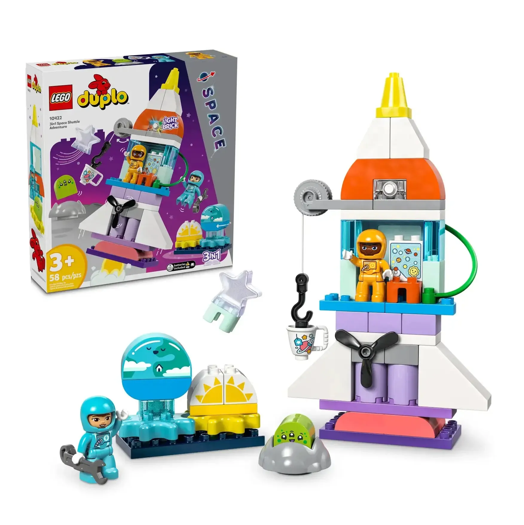 LEGO DUPLO 10422 3-in-1 Space Shuttle for Many Adventures