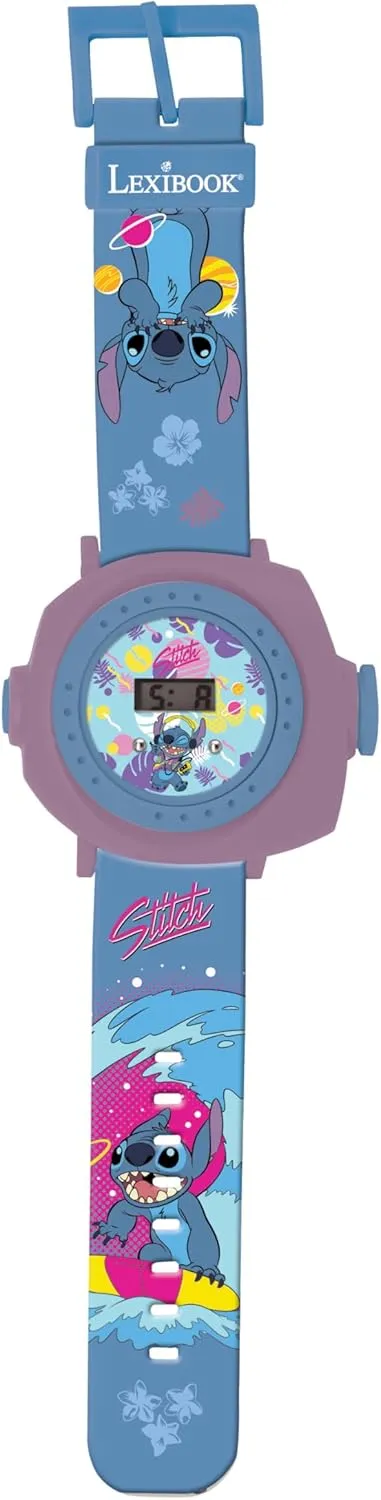 LEXIBOOK Disney Lilo & Stitch Projection Watch - Adjustable Digital Screen with 20 Images, Ages 3 