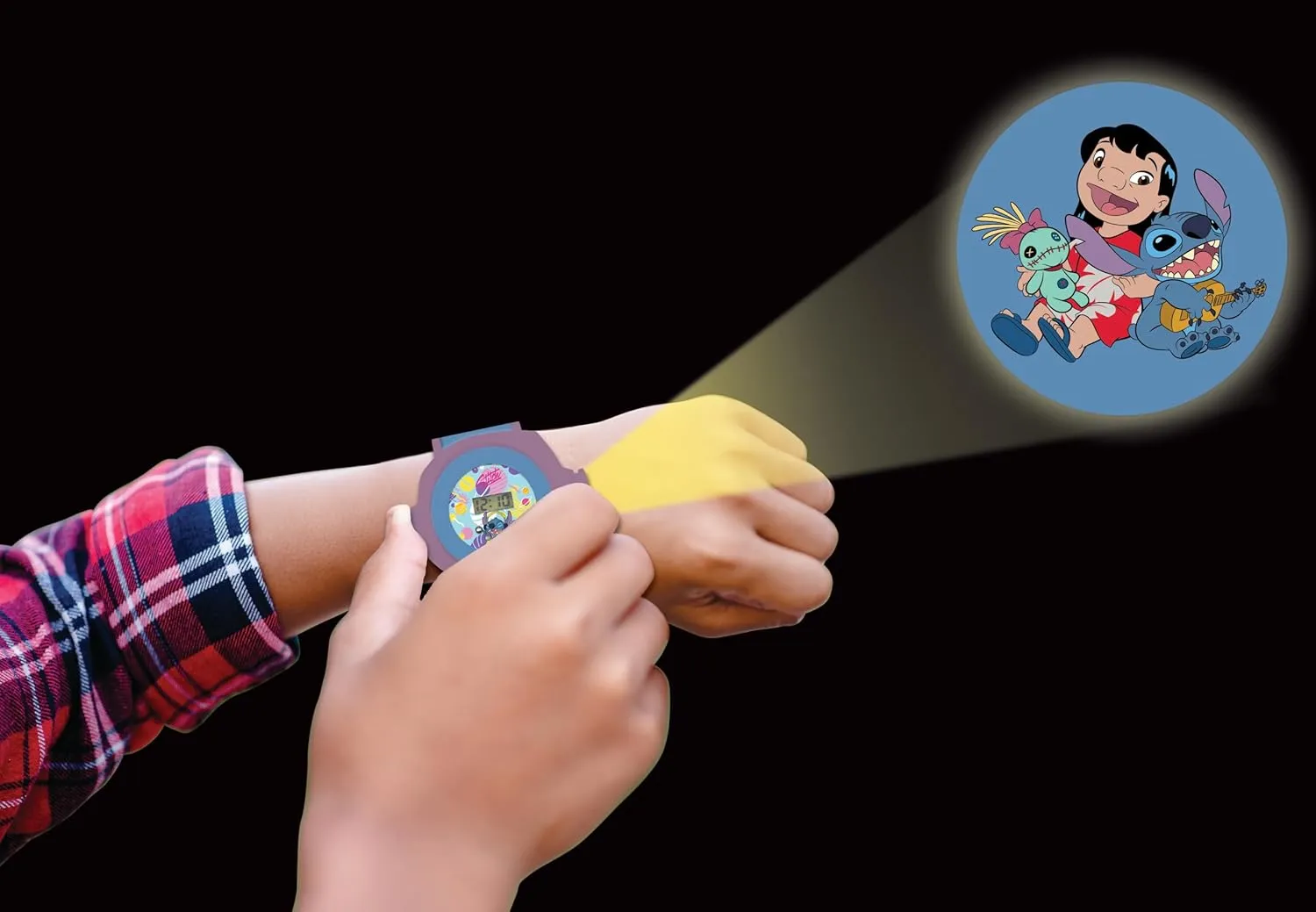 LEXIBOOK Disney Lilo & Stitch Projection Watch - Adjustable Digital Screen with 20 Images, Ages 3 