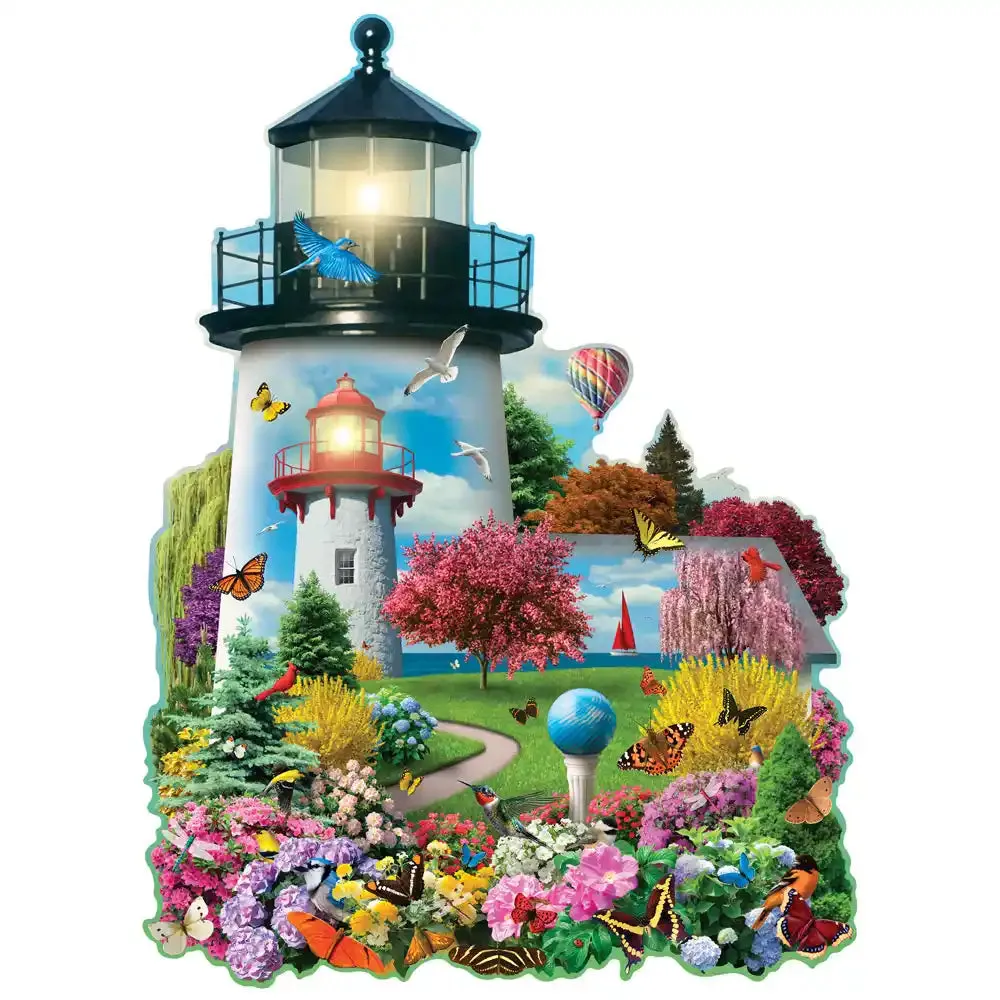 Lighthouse Garden 750 Piece shaped  Jigsaw Puzzle Bits and Pieces