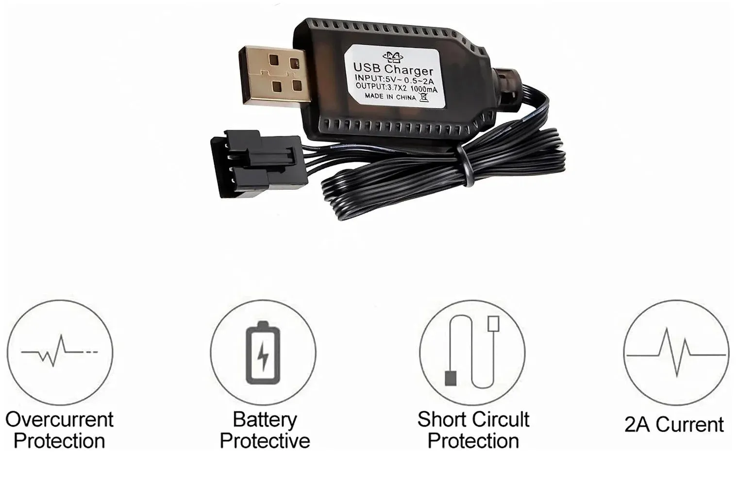 Lithium USB Battery Charger 7.4v 500mA 4-PIN