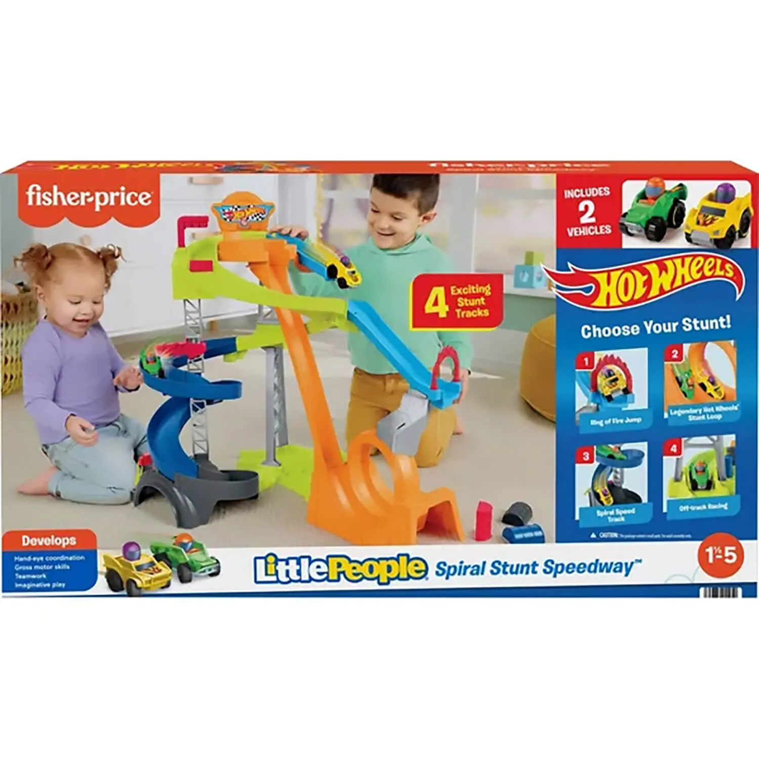 Little People Hot Wheels Spiral Stunt Speedway Playset