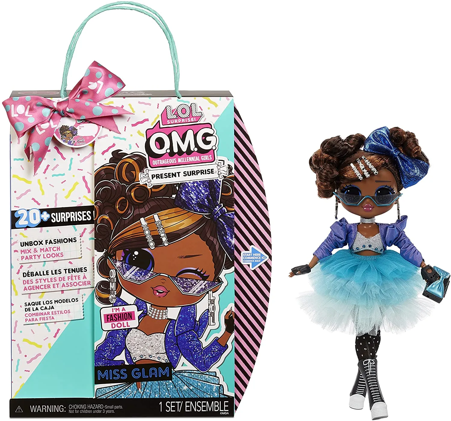 LOL Surprise OMG Present Surprise MISS GLAM Fashion Doll. With 20 Themed Surprises, Designer Clothes And Fashionable Accessories. Collectable Doll for Boys and Girls Age 4 