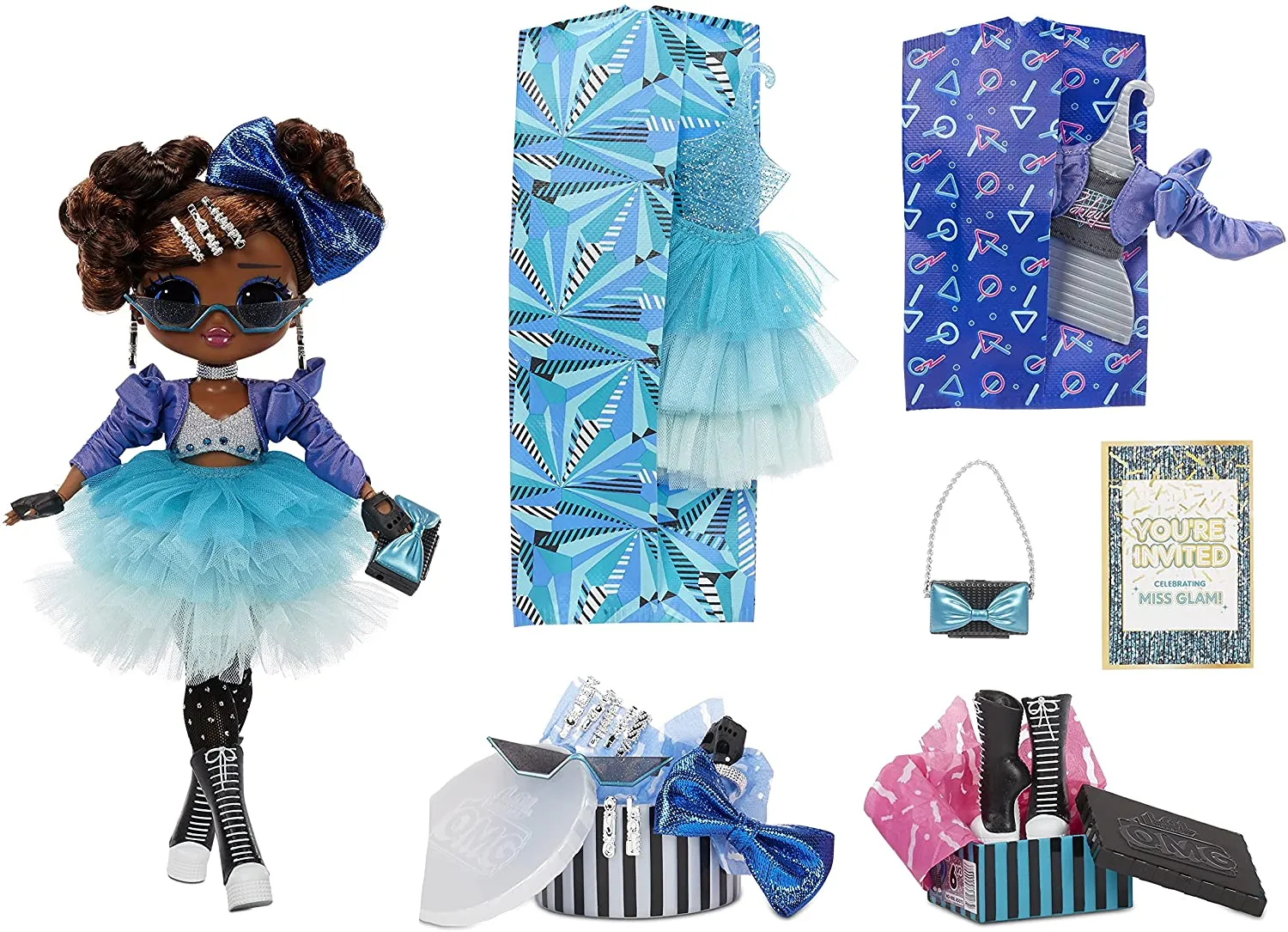 LOL Surprise OMG Present Surprise MISS GLAM Fashion Doll. With 20 Themed Surprises, Designer Clothes And Fashionable Accessories. Collectable Doll for Boys and Girls Age 4 