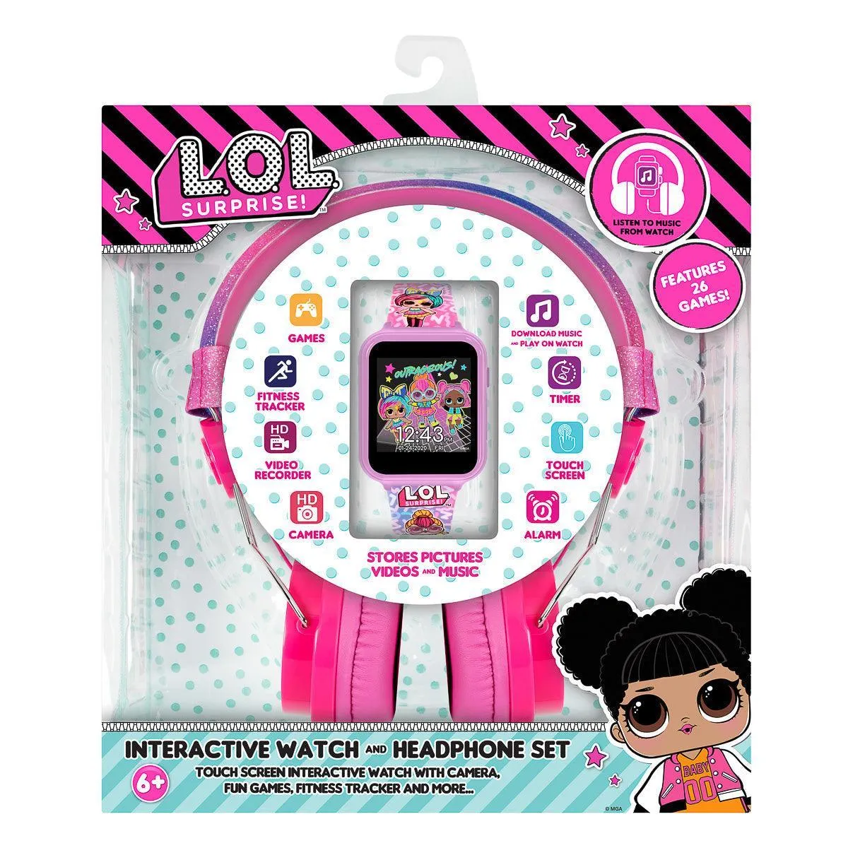 LOL Surprise Purple Silicone Strap Watch Set with Headphone