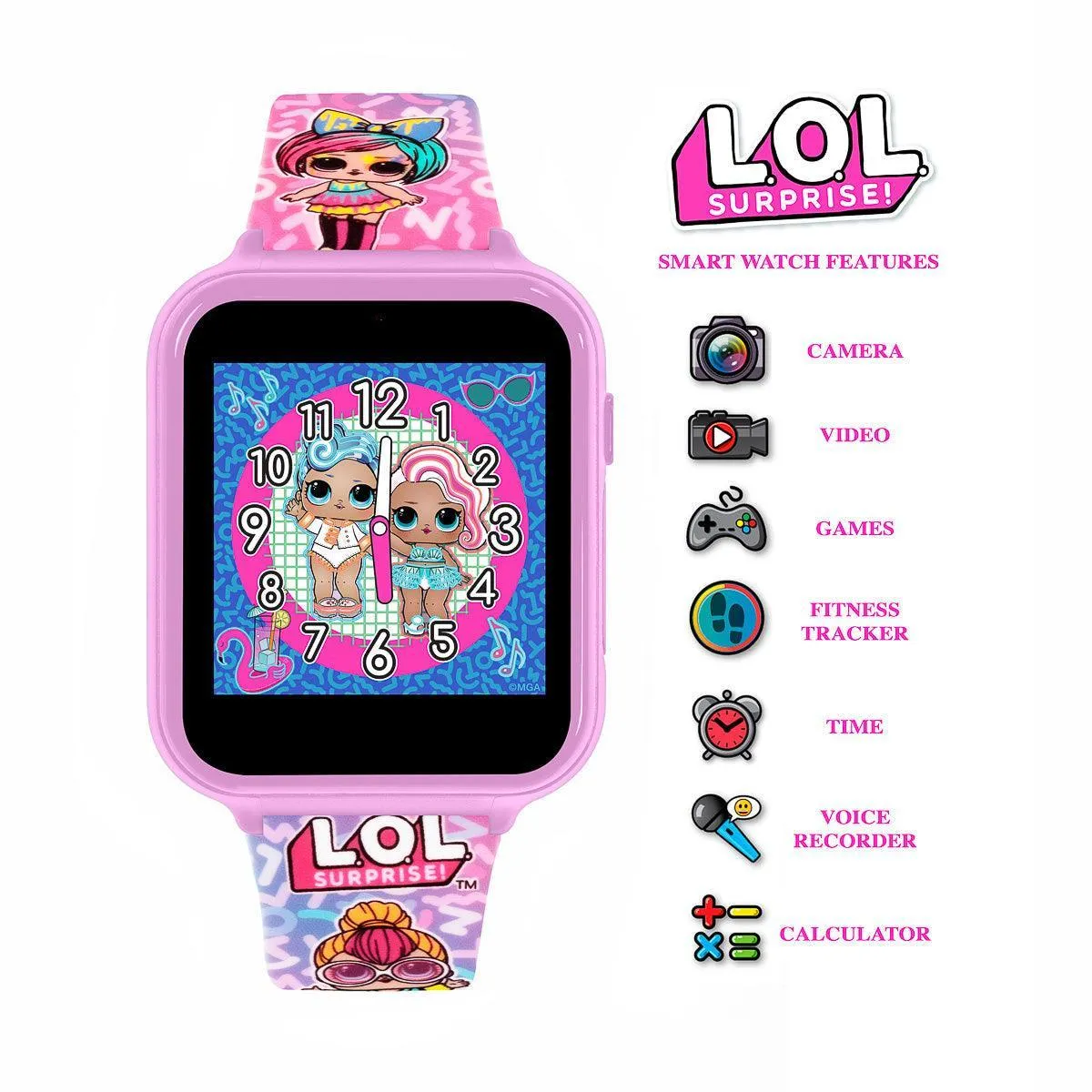 LOL Surprise Purple Silicone Strap Watch Set with Headphone