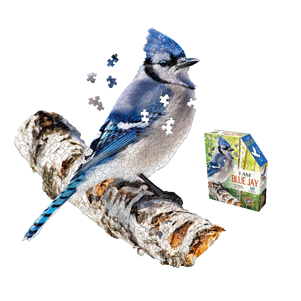 Madd Capp Blue Jay Bird-Shaped Jigsaw Puzzle - 300 pc