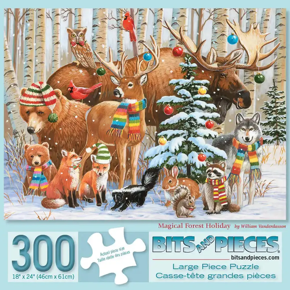 Magical Forest Holiday Jigsaw Puzzle Bits and Pieces