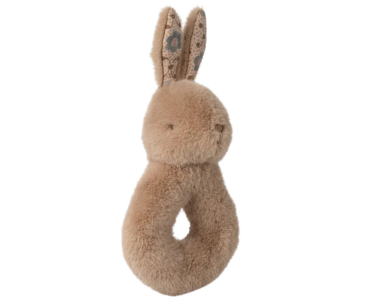 Maileg Bunny Rattle & Burp Cloth Set - Cream Peach Odin Parker
