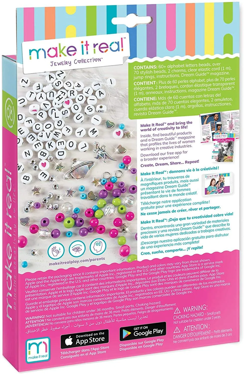 Make It Real Block n Rock Bracelets Diy Alphabet Beads & Charms Bracelet Making Kit for Girls