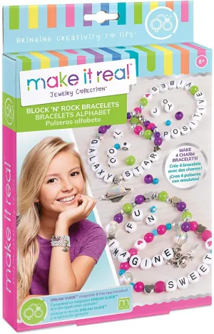 Make It Real Block n Rock Bracelets Diy Alphabet Beads & Charms Bracelet Making Kit for Girls