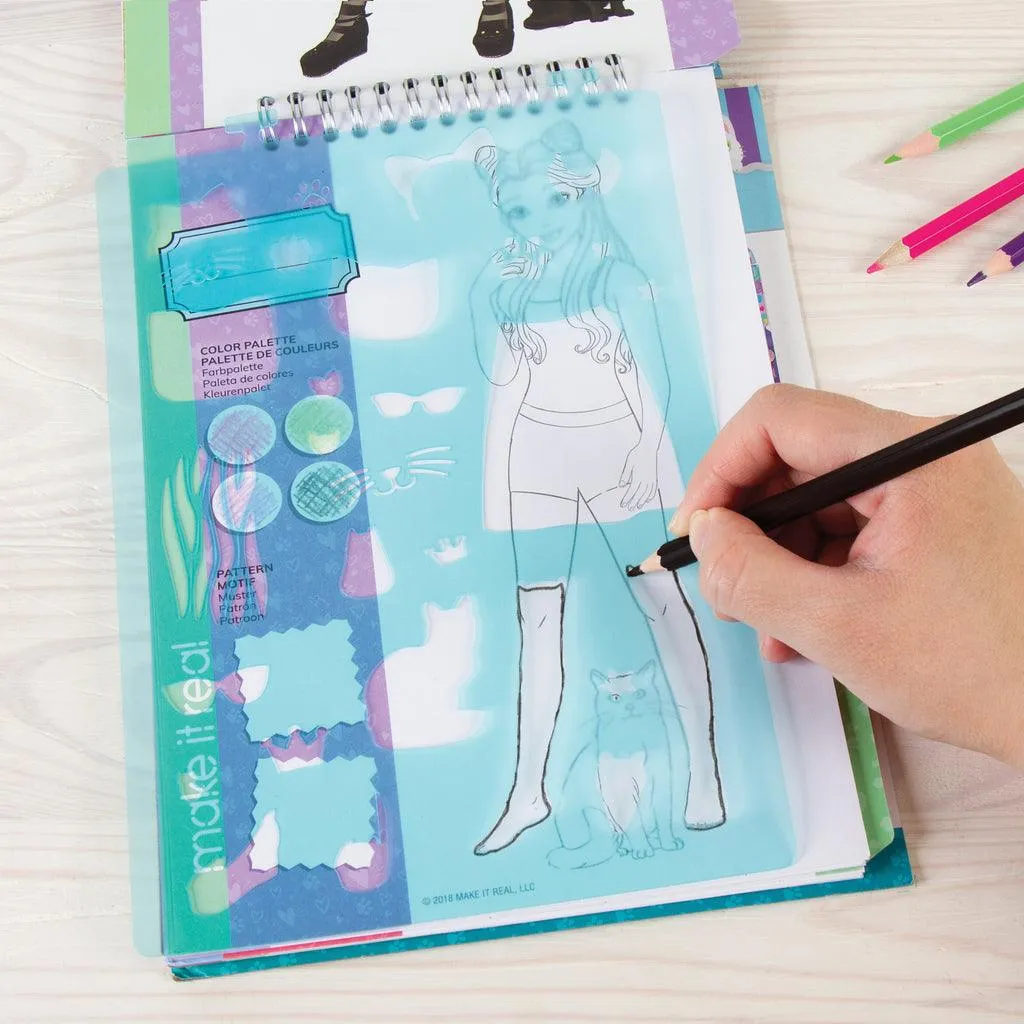 Make it Real Fashion Design Stickers & Sketchbook: Pretty Kitty