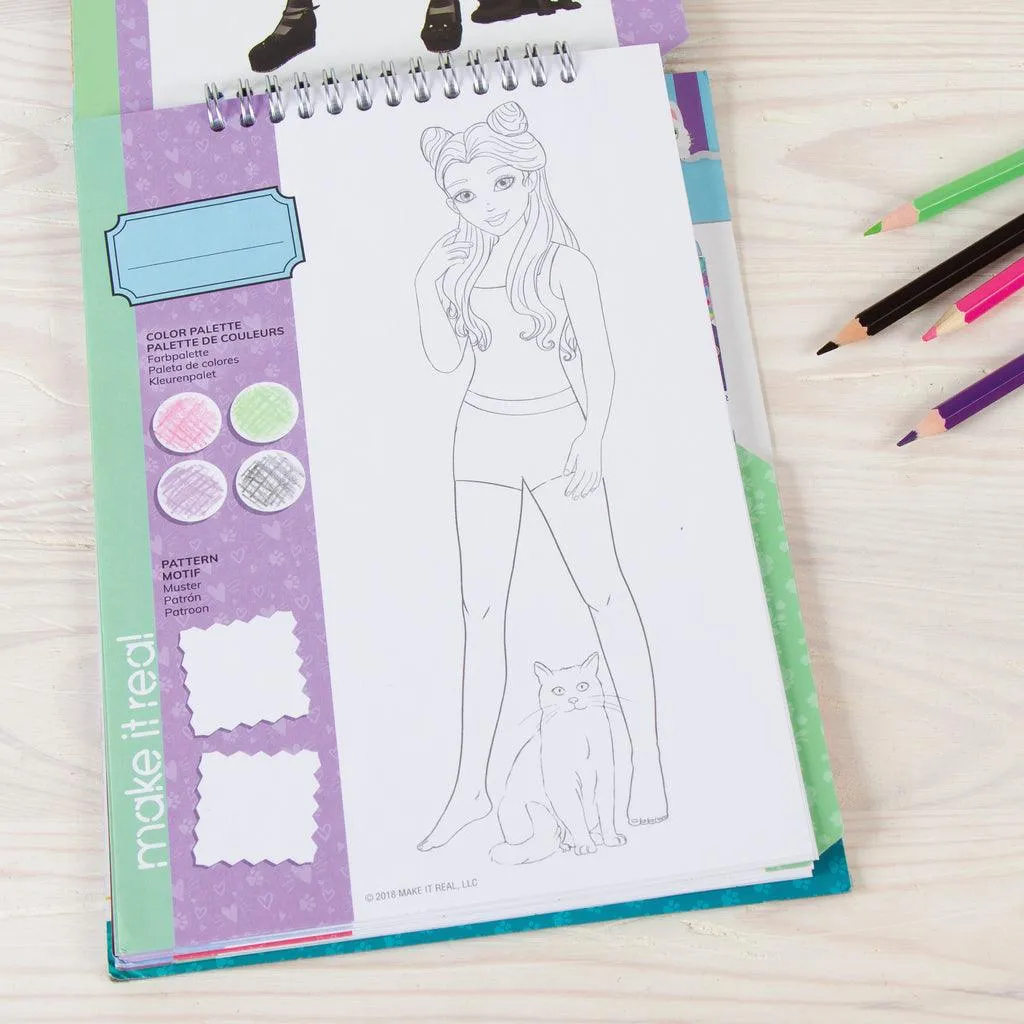 Make it Real Fashion Design Stickers & Sketchbook: Pretty Kitty