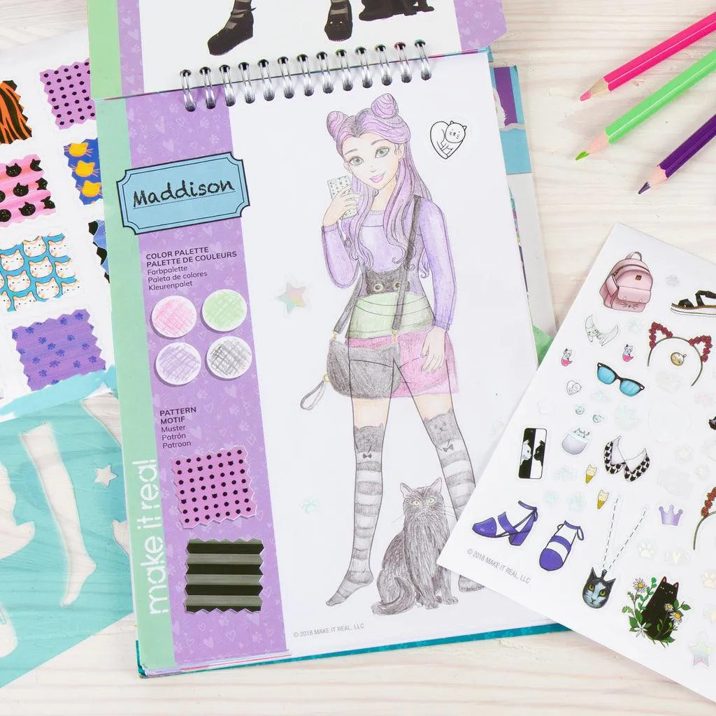 Make it Real Fashion Design Stickers & Sketchbook: Pretty Kitty