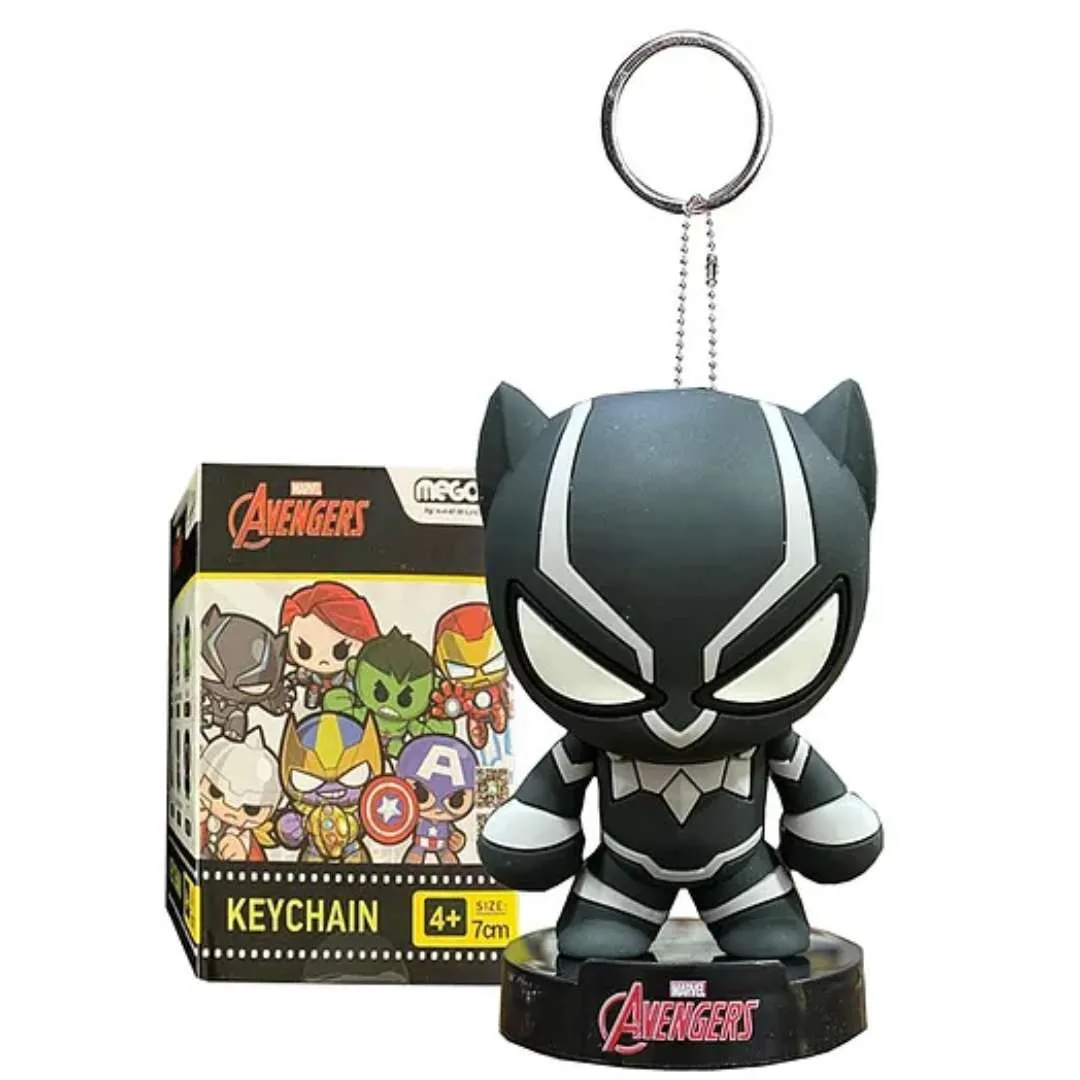 MARVEL BLACK PANTHER DROP GLUE STANDING FIGURE / KEYCHAIN - BLACK/WHITE by Mesuca