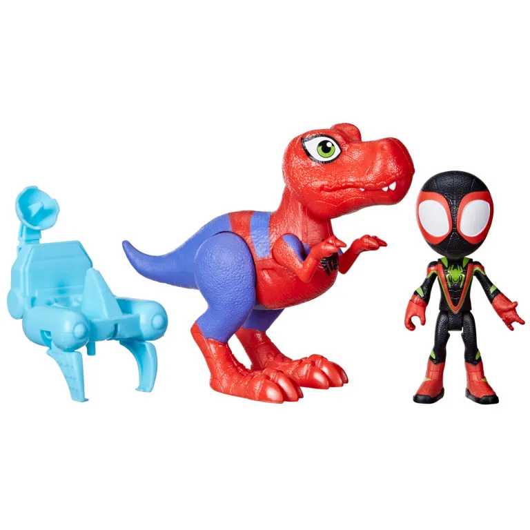 Marvel Spidey & His Amazing Friends Dino-Webs Spidey-Rex & Miles "Spin" Morales 4-Inch Acton Figure 2-Pack