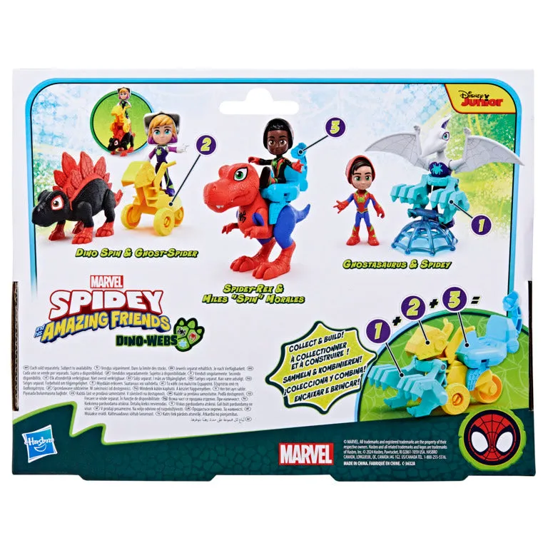 Marvel Spidey & His Amazing Friends Dino-Webs Spidey-Rex & Miles "Spin" Morales 4-Inch Acton Figure 2-Pack