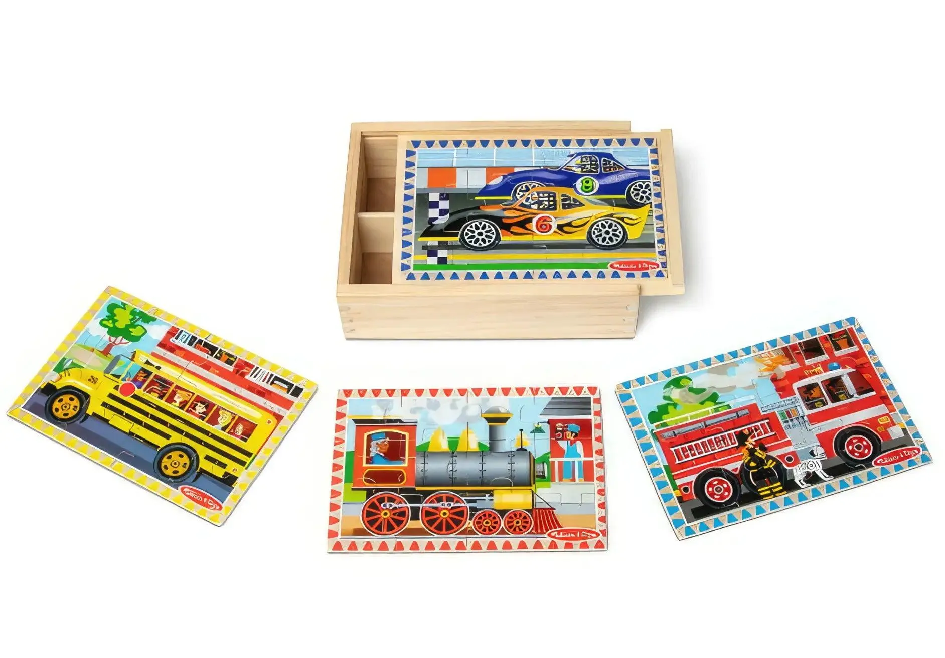 Melissa & Doug 50208 Vehicle Wooden Puzzles in a Box